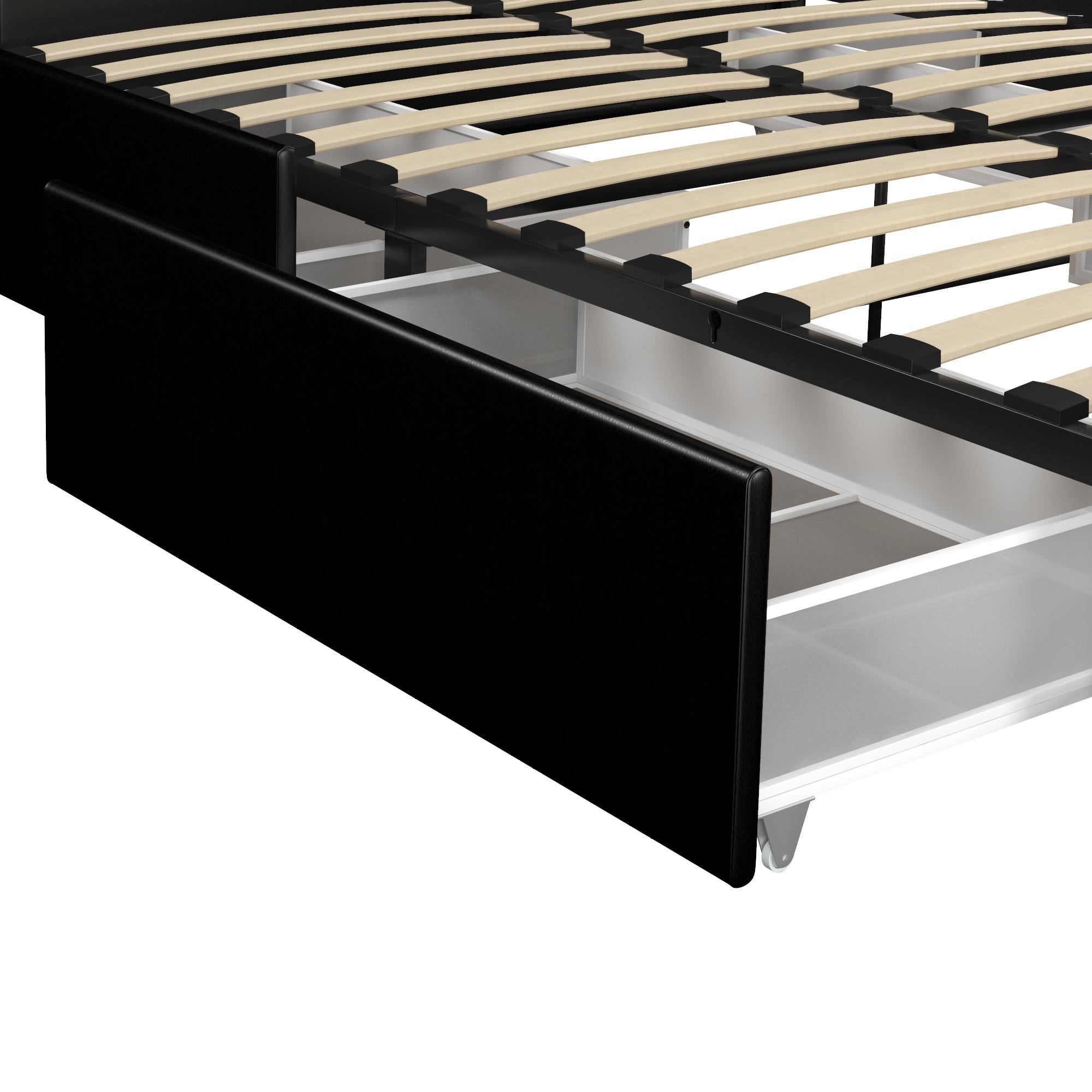 DHP Dakota Tufted Upholstered Storage Bed Frame, Queen, White Faux Leather - Image 9