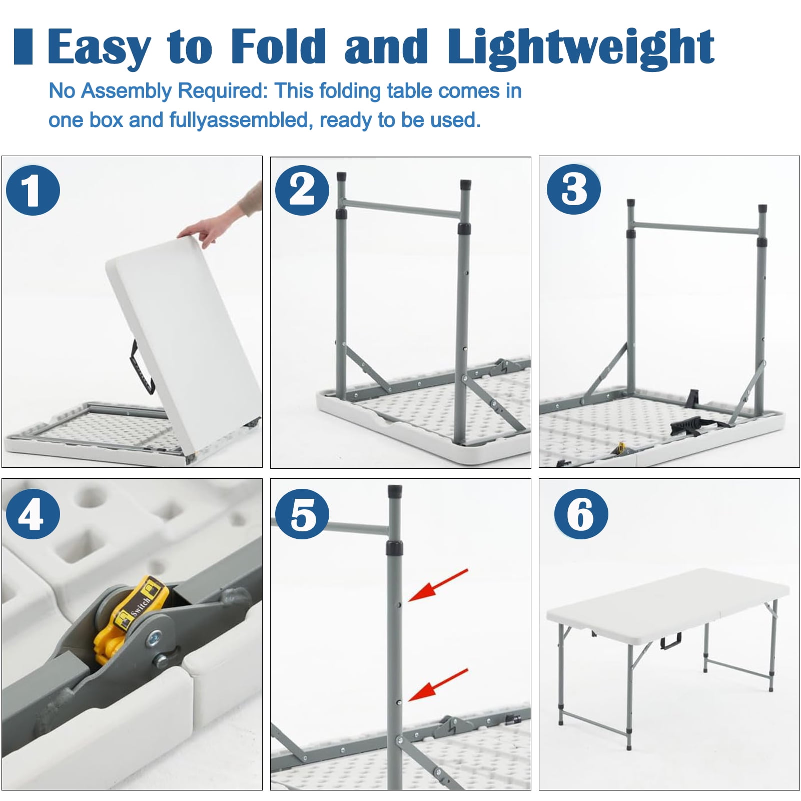 AEDILYS Folding Table, White - Image 3