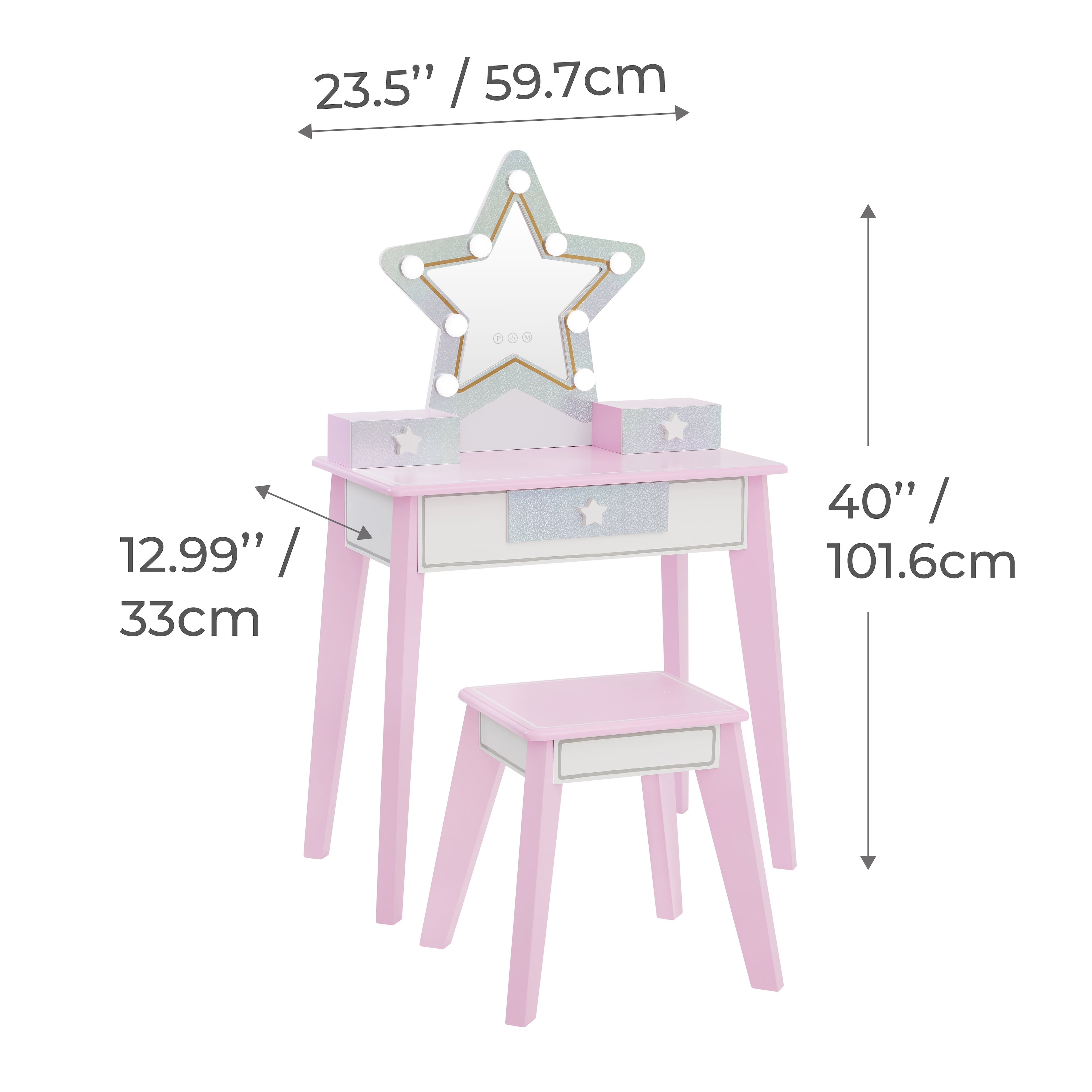 Fantasy Fields Little Princess Star Vanity with LED Lights and Mirror, Lavender - Image 4