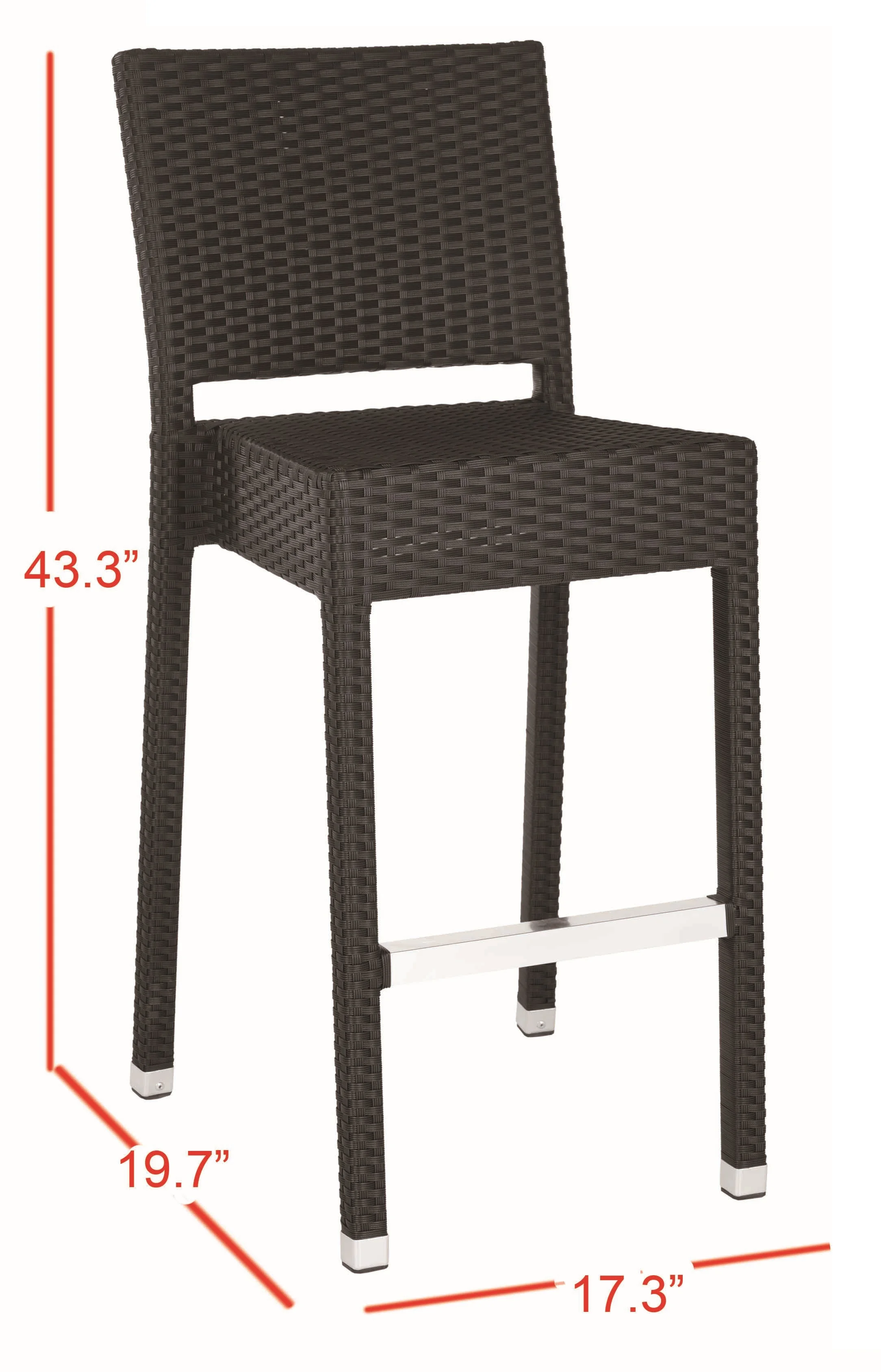 SAFAVIEH Bethel 43.5 in. High Indoor/Outdoor Rattan Bar Stool, Black - Image 2