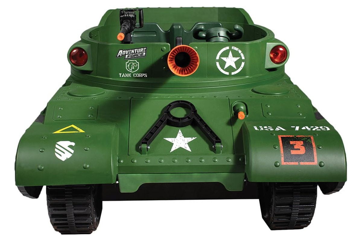 NEW EXCLUSIVE Adventure Force 24 Volt Thunder Tank GREEN Ride-On With Working Cannon and Rotating Turret! For Boys & Girls Ages 3 and up - Image 3