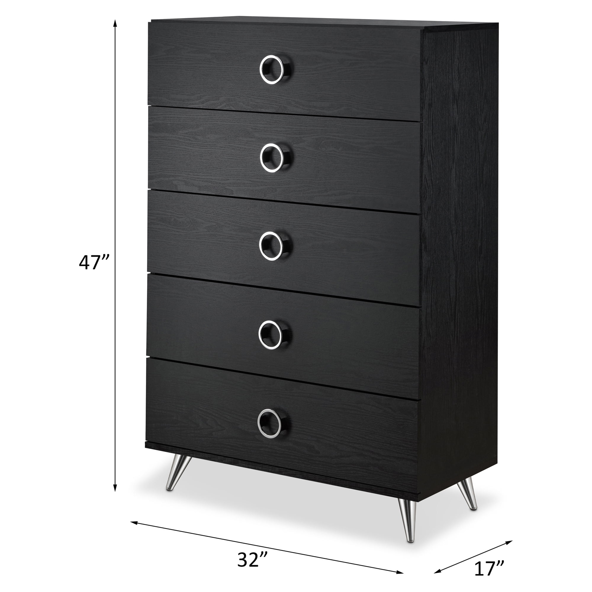 Acme Elms 5-Drawer Chest in Black 32"L x 17"W x 47"H - Image 3