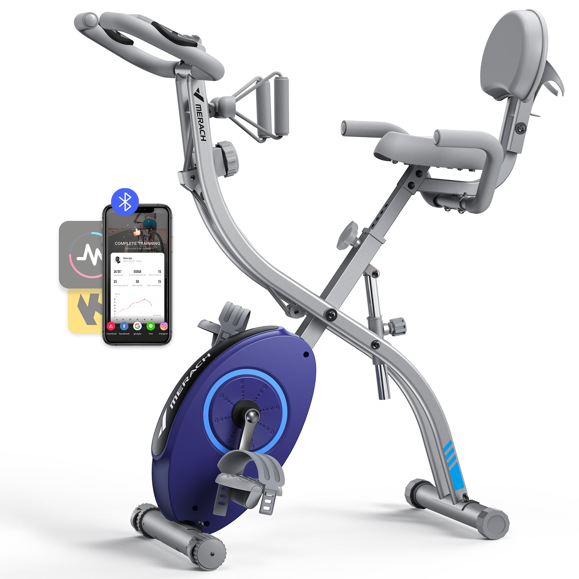 MERACH Folding Exercise Bike, 4 in 1 Magnetic Upright Bike with 16 Levels of Resistance for Home Indoor Cardio Workout Max Weight 300 lbs - Image 9