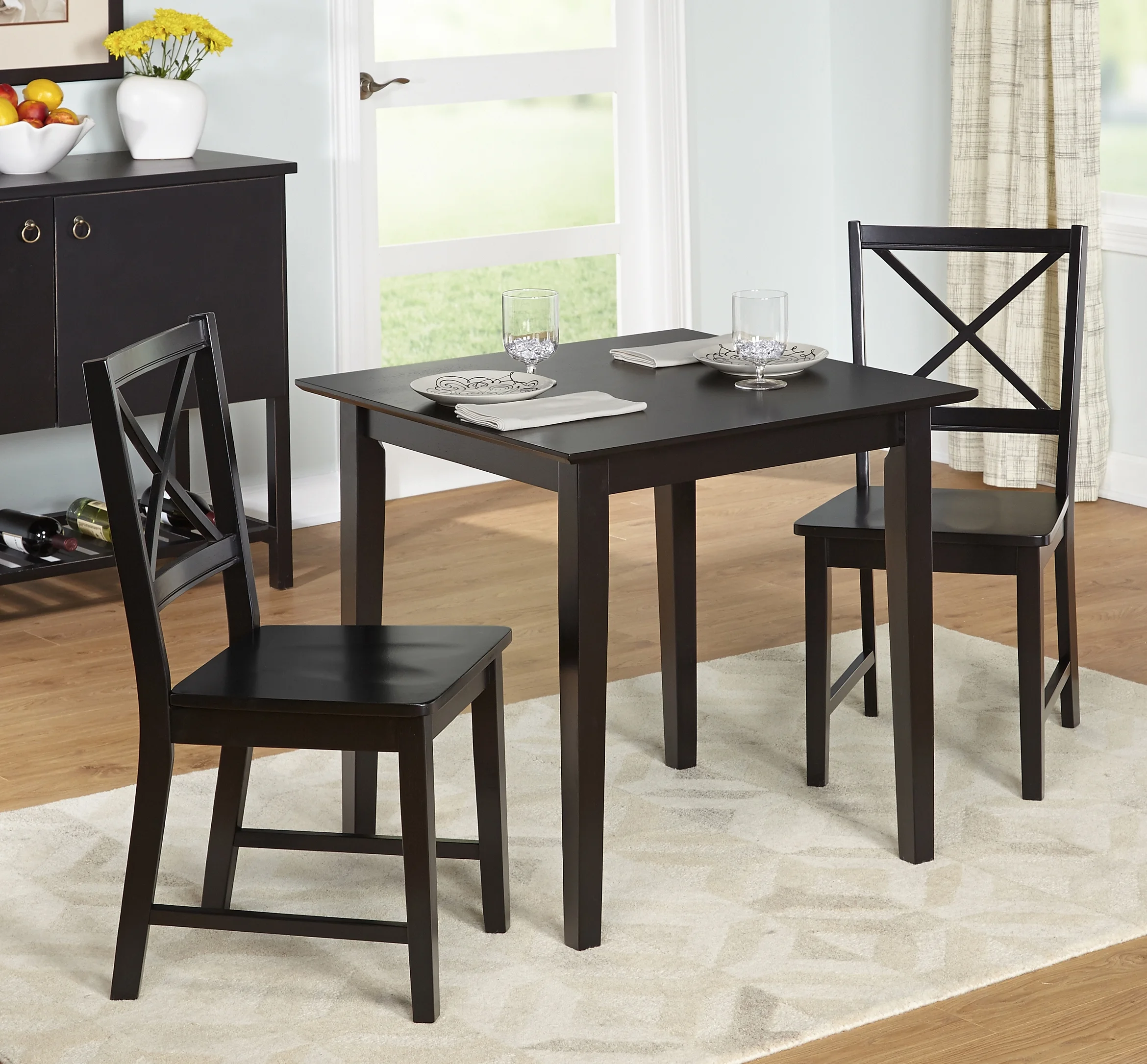 TMS Virginia Indoor Cross-Back Dining Chair, Set of 2, Black - Image 3