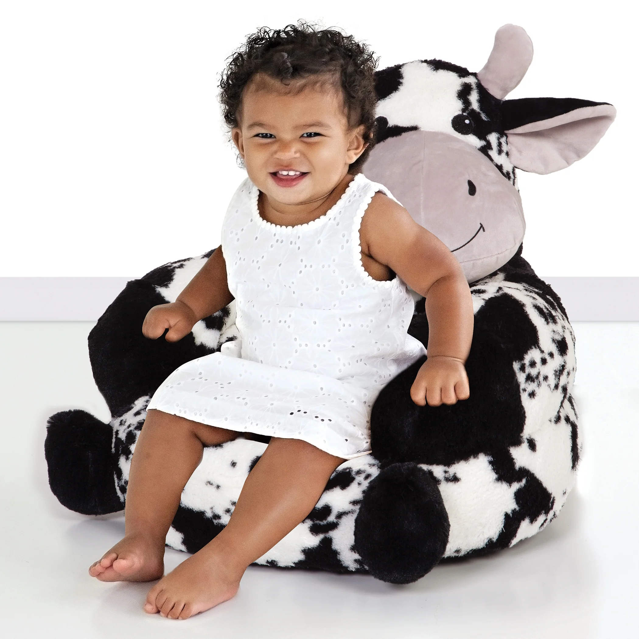Trend Lab Toddler Plush Black and White Cow Character Chair - Image 2