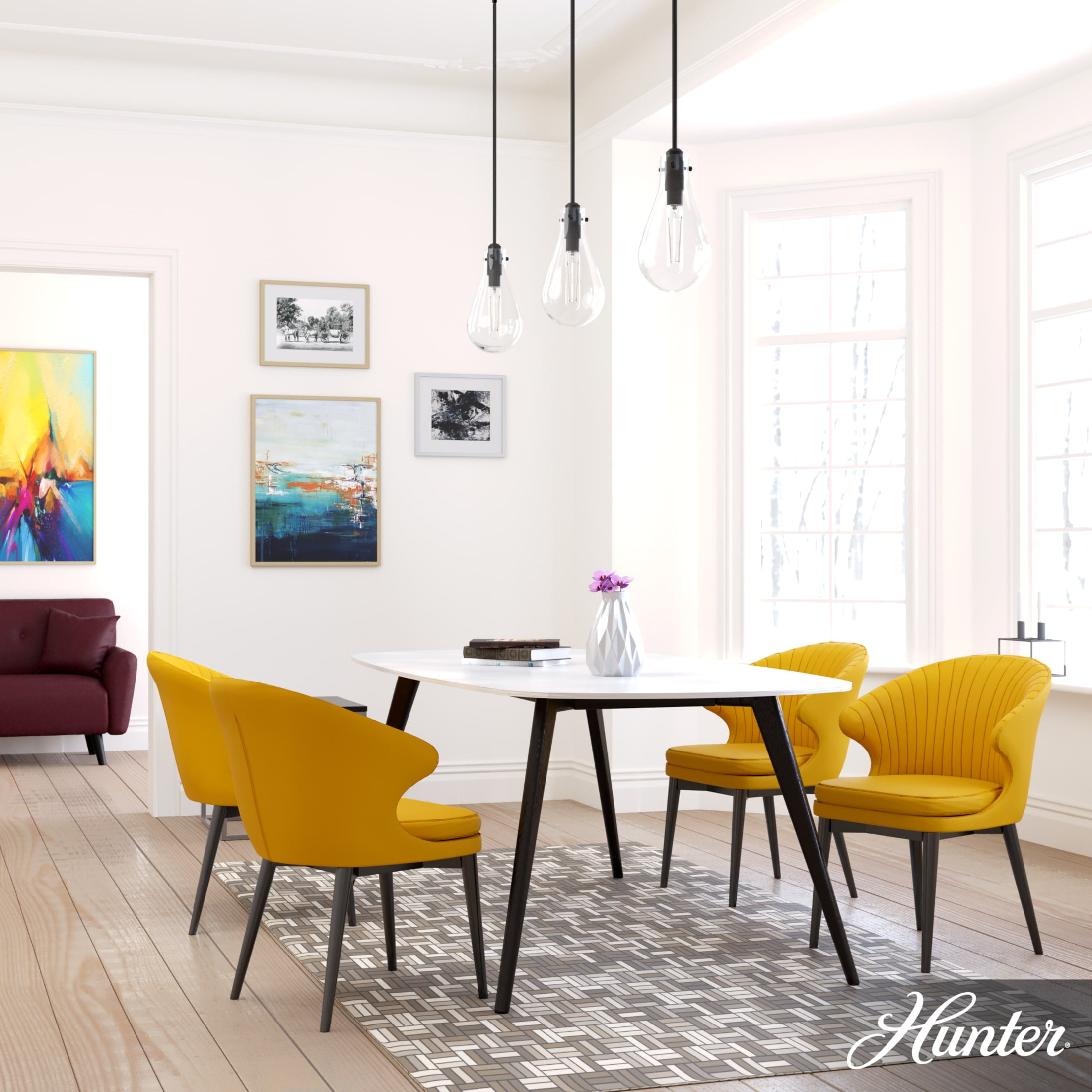 Hunter - Lundin 1-light Noble Bronze, Mini Pendant Light, Dimmable, Formal Style, Teardrop Shaped, for Bedrooms, Dining, Living Rooms - 19561 - Image 4