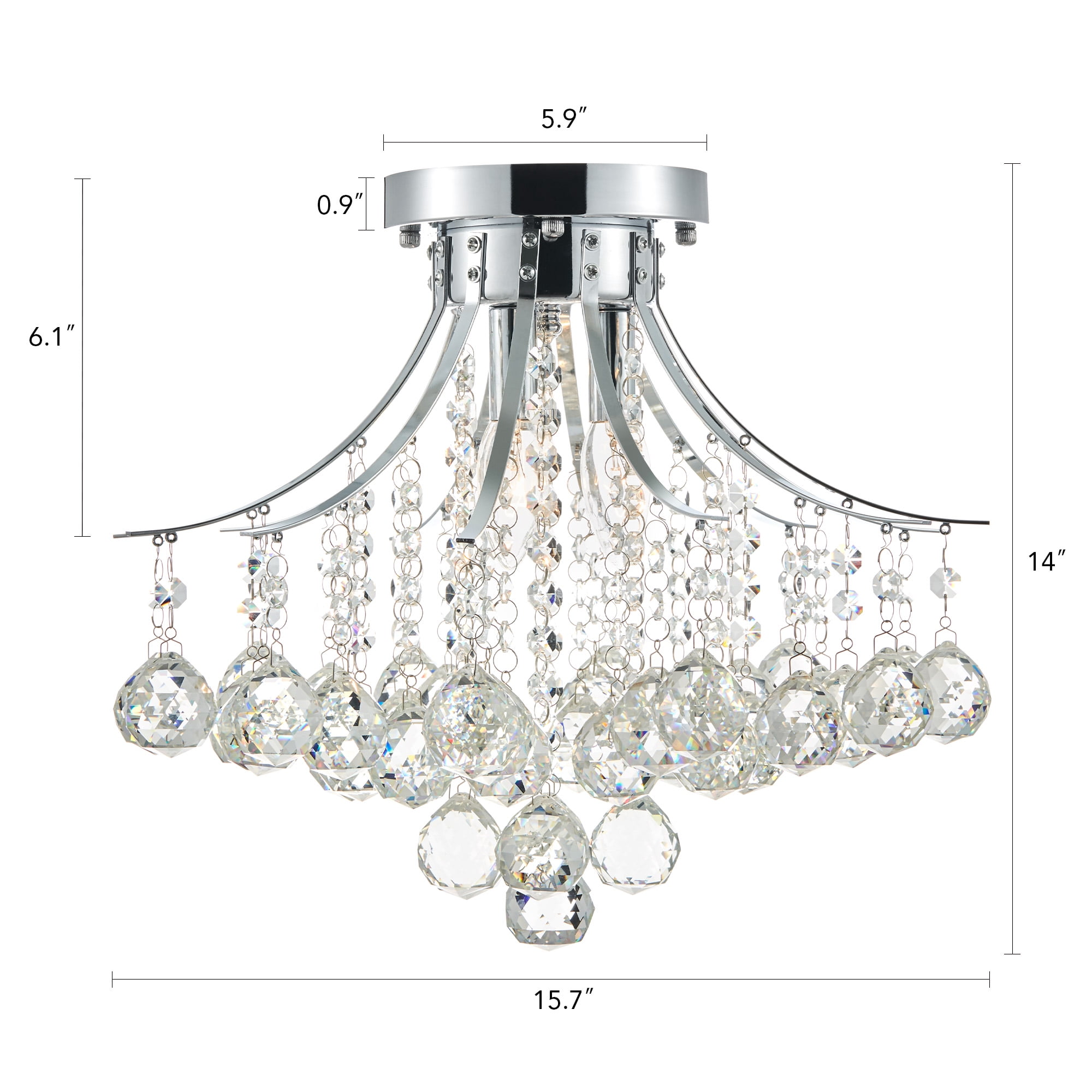 3-Light Crystal Chandelier Ceiling Fixture Pendant, Flush Mount Raindrop Pendant UL Listed - Image 7