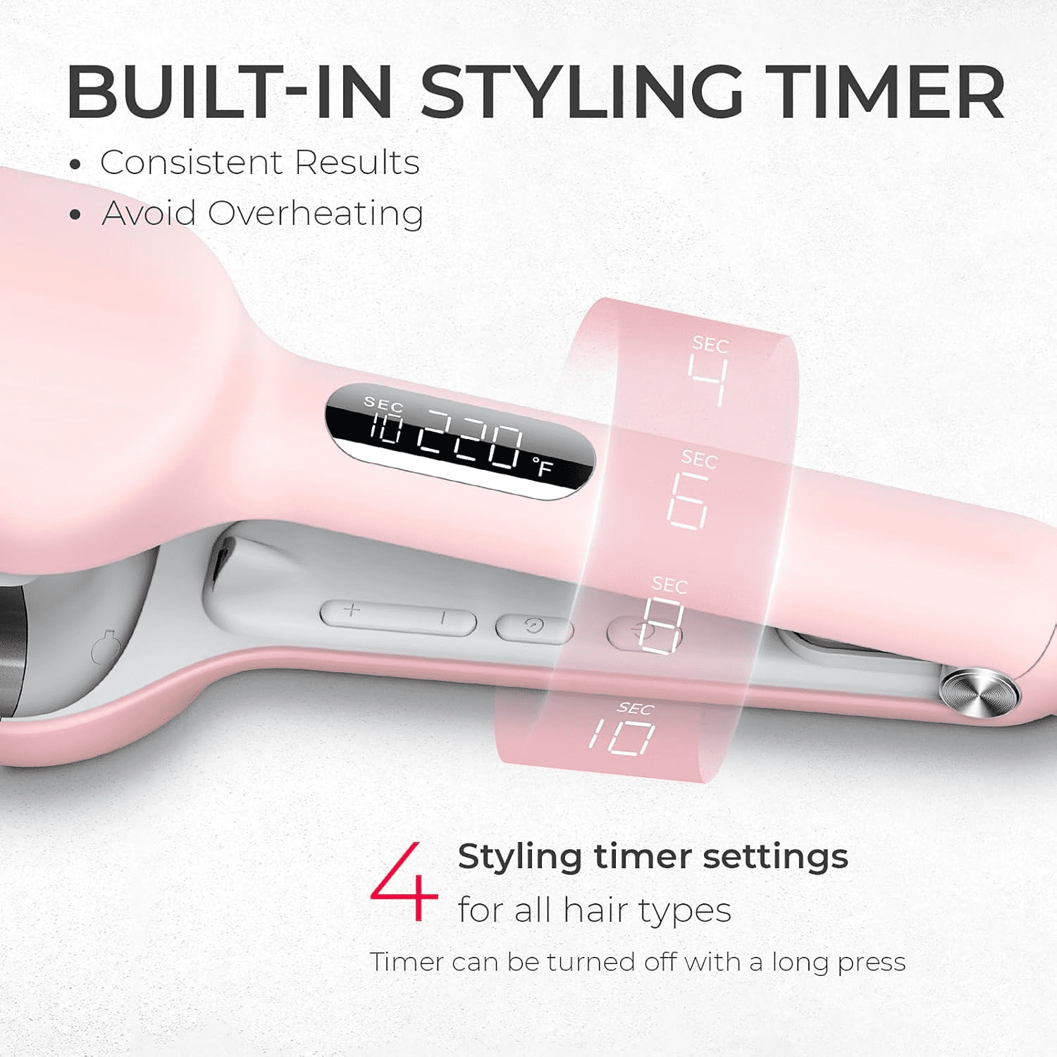 TYMO ROVY Curling Iron & Hair Crimper with 3 Barrels, Ionic Deep Waver Hair Styling Tool, Dual Voltage, Easy to Use,1.25 Inch, Pink - Image 6