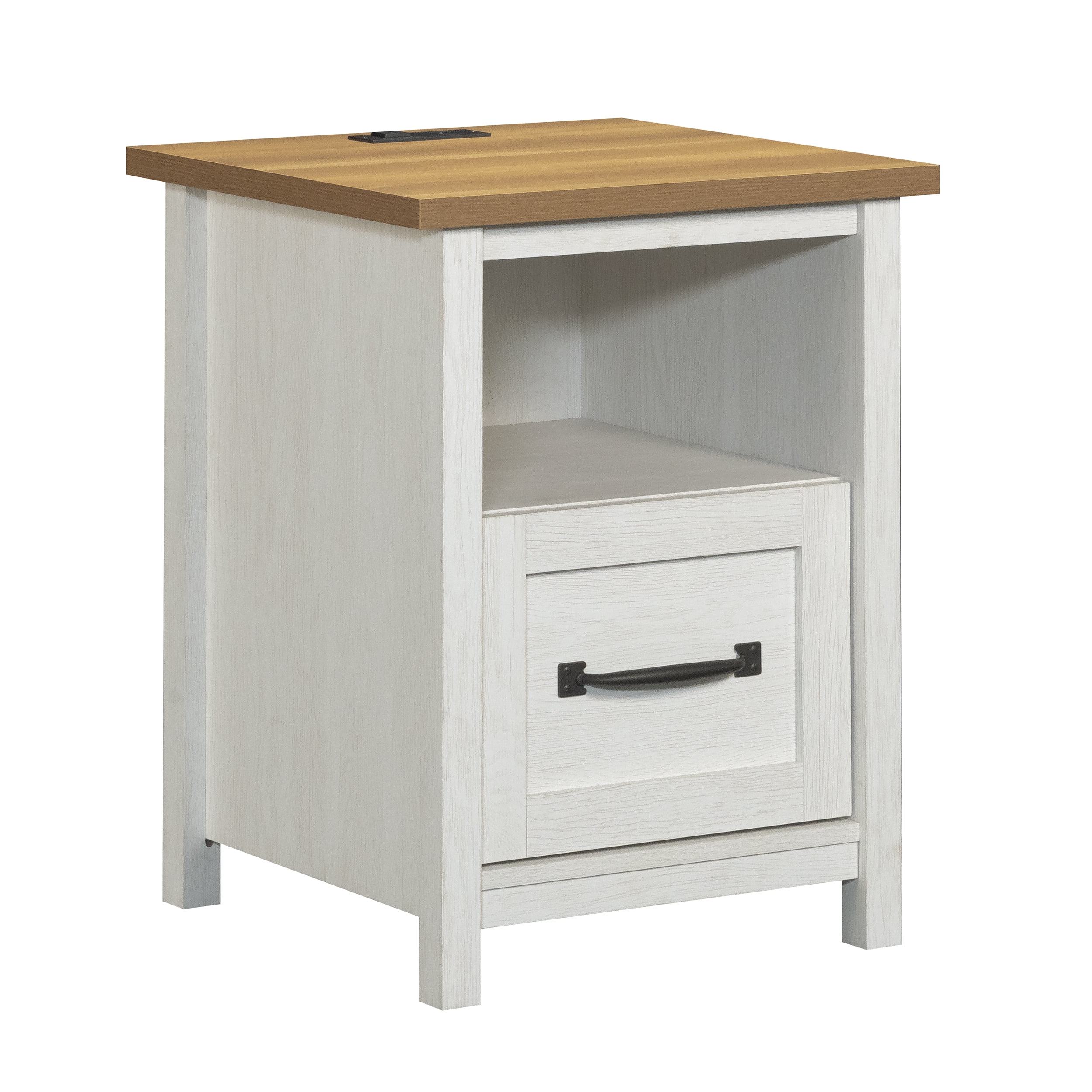 Better Homes & Gardens Modern Farmhouse Nightstand with USB, Alabaster and Light Honey Finish - Image 7