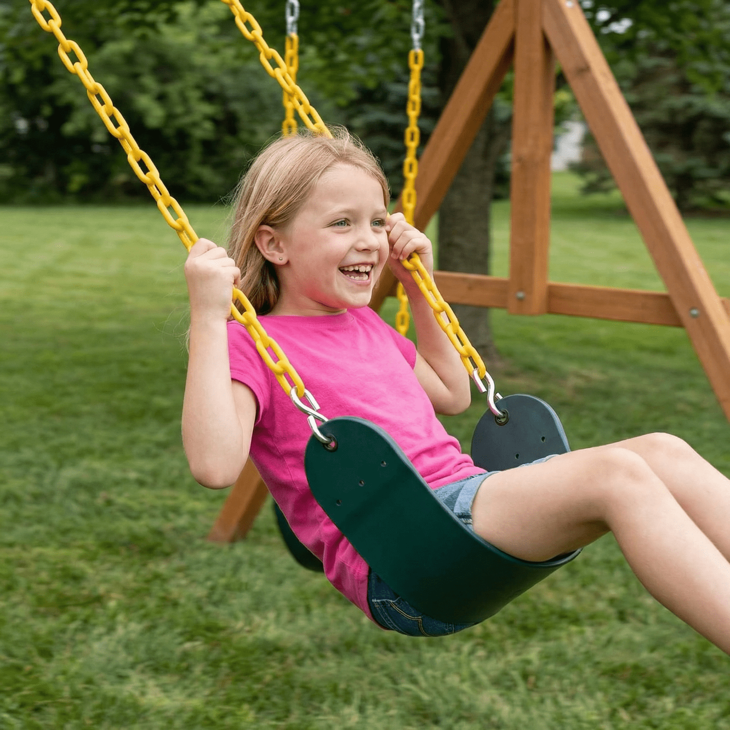 Bibana 2PCS Swings Seats Heavy Duty with 66" Chain, Playground Swing Set Accessories Replacement with Snap Hooks, Support 250lb (Green) - Image 6