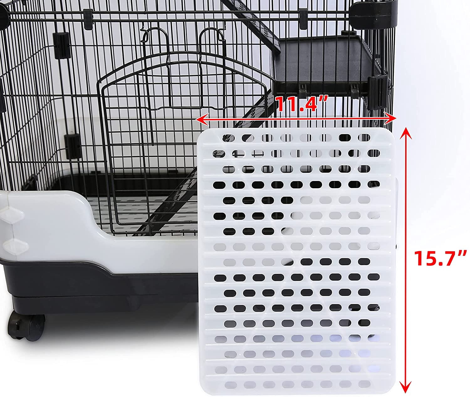 Homey Pet 3 Levels Chinchilla Ferret Pet Crate Small Animals Cages for Rat, Hamster, Guinea Pig, Squirrel, Include Caster Tray and Urine Guard (Black) - Image 2