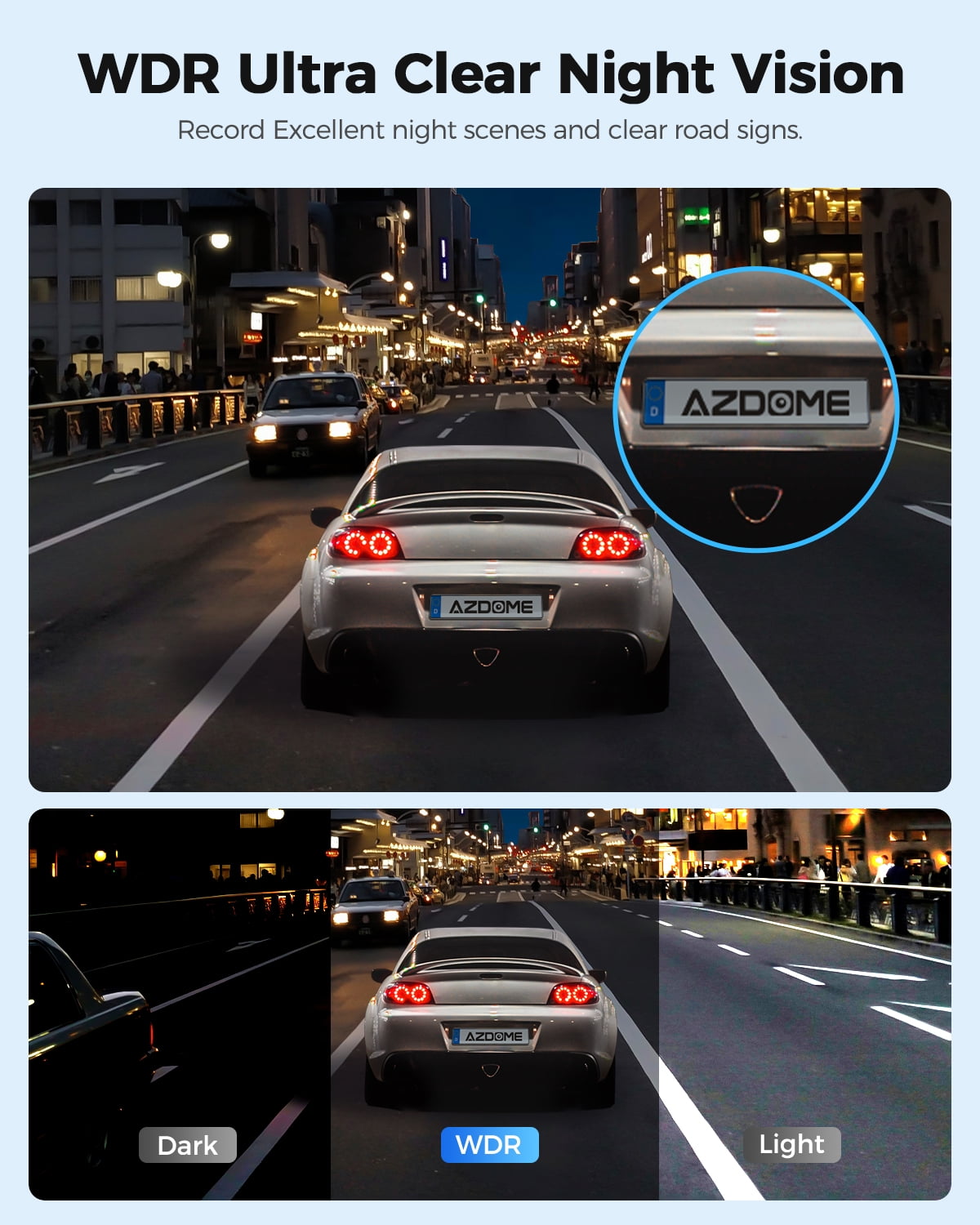 AZDOME Rear View Mirror Dash Cam, Dual Camera 4K Front and 1080P Rear Camera, 12'' Mirror Dash Cam with Night Vision, Built-in Wi-Fi GPS, Free 64GB Card, Parking Monitor - Image 5