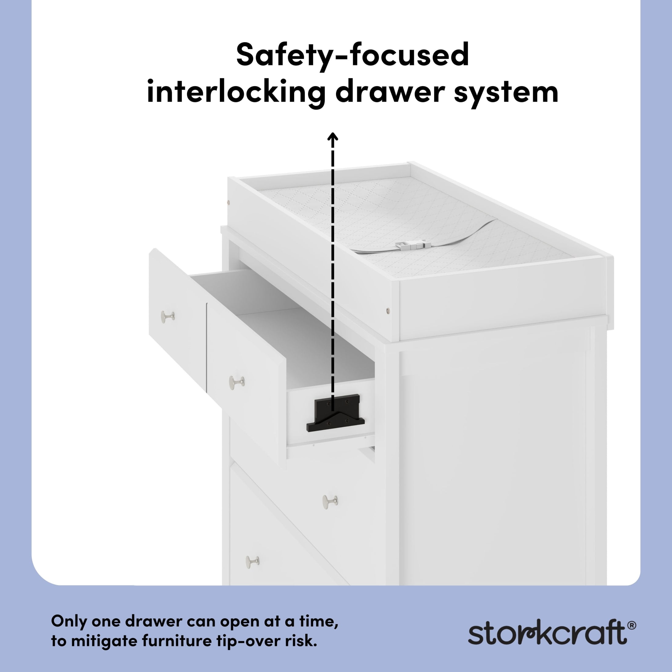 Storkcraft Horizon 3 Drawer Chest with Infant Changing Topper, White - Image 17