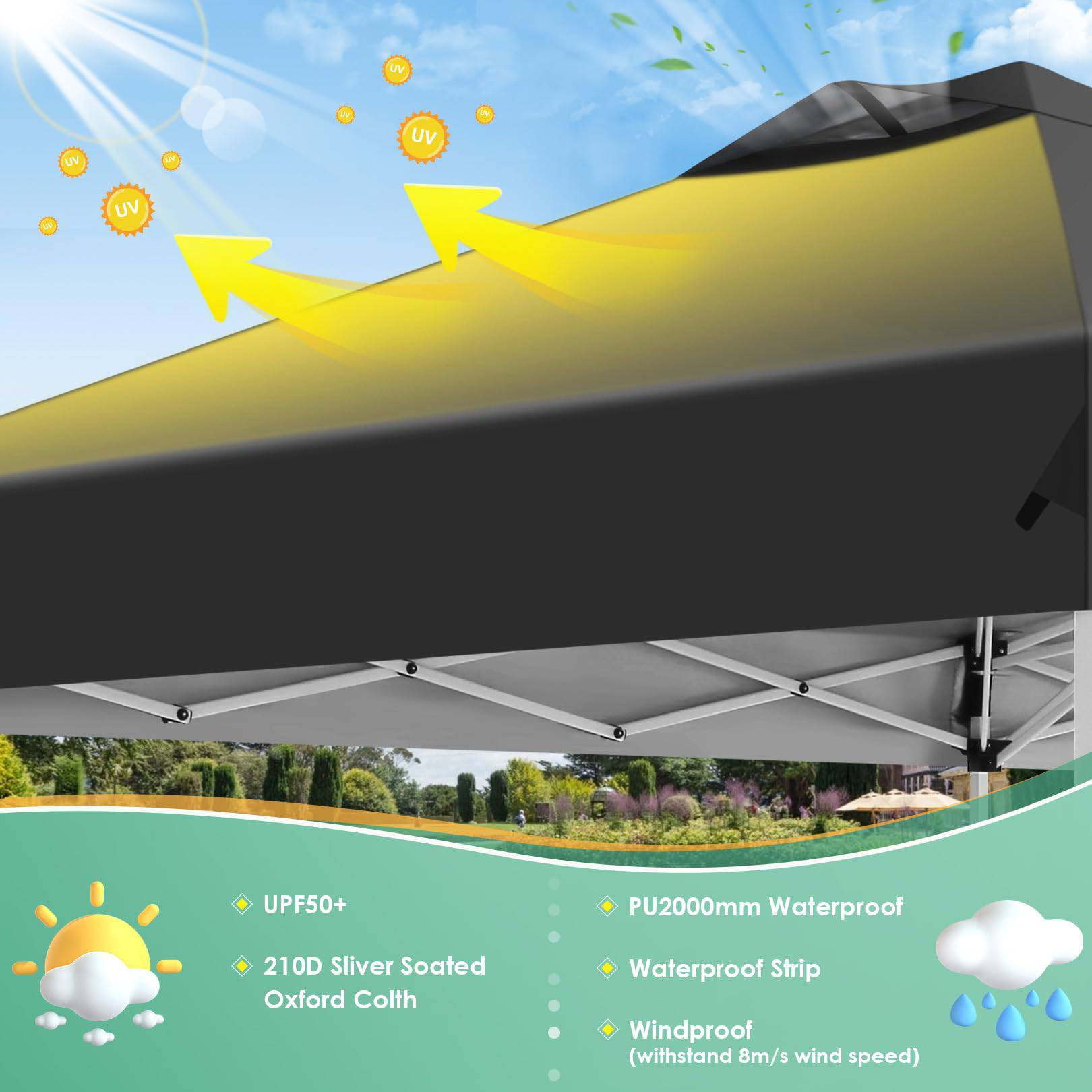 HOTEEL 10x20 Pop up Canopy Tent, Waterproof Commercial Tent with 6 Removable Sidewalls & Air Vent,One Push Setup Outdoor Sun Shelter Gazebo for Parties, Wedding, Black - Image 7