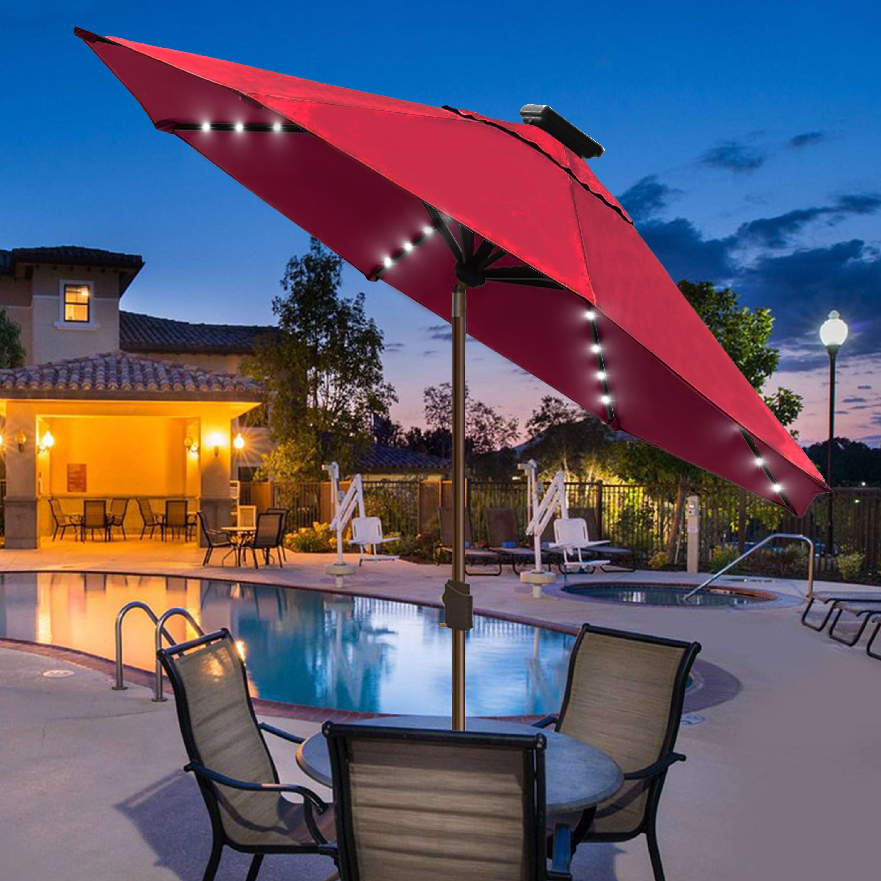 EliteShade Sunbrella Solar Umbrellas 9ft Market Umbrella with 80 LED Lights Patio Umbrellas Outdoor Table Umbrella with Ventilation and 5 Years Non-Fading Top,Maroon - Image 4