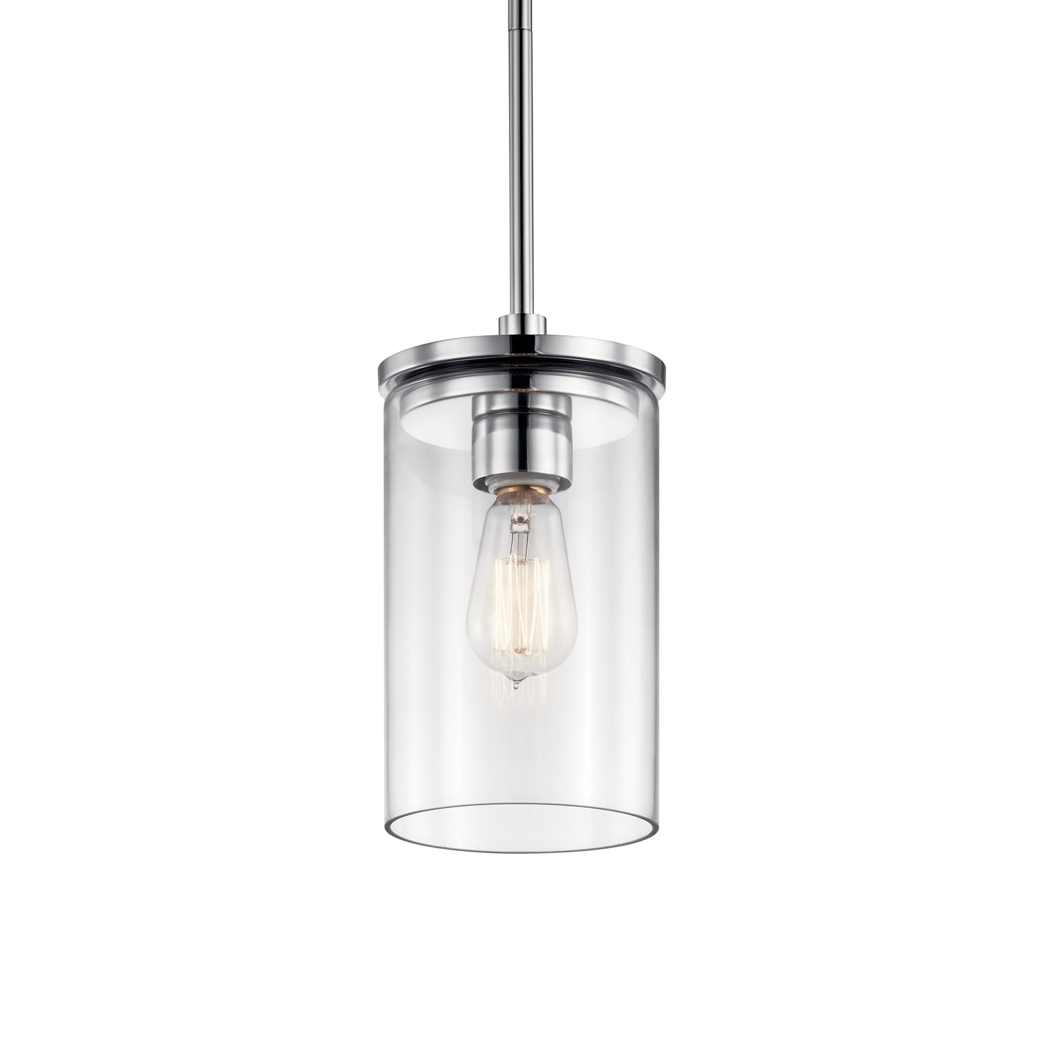 Kichler Crosby Contemporary 1 Light Chrome Mini Pendant Light with Clear Glass - Image 6