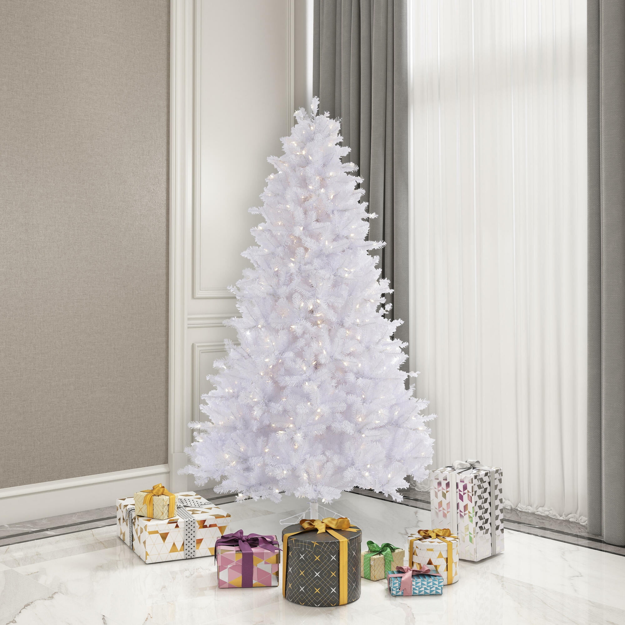 Vickerman 6.5' Crystal White Pine Artificial Christmas Tree, Warm White LED Lights - Image 2