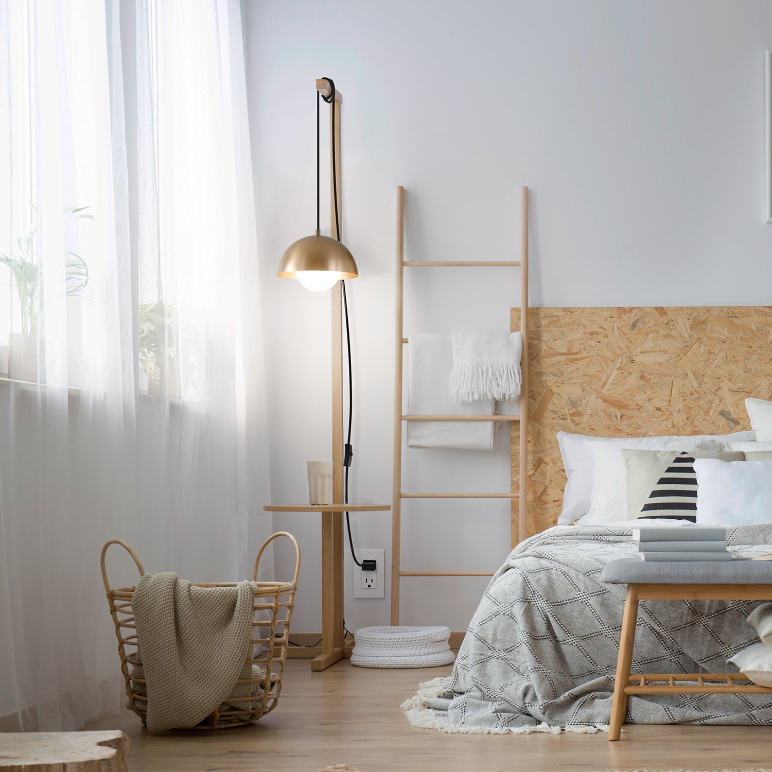 Amelia 1-Light Matte Brass Plug-In Pendant Lighting with Frosted Glass Shade - Image 7