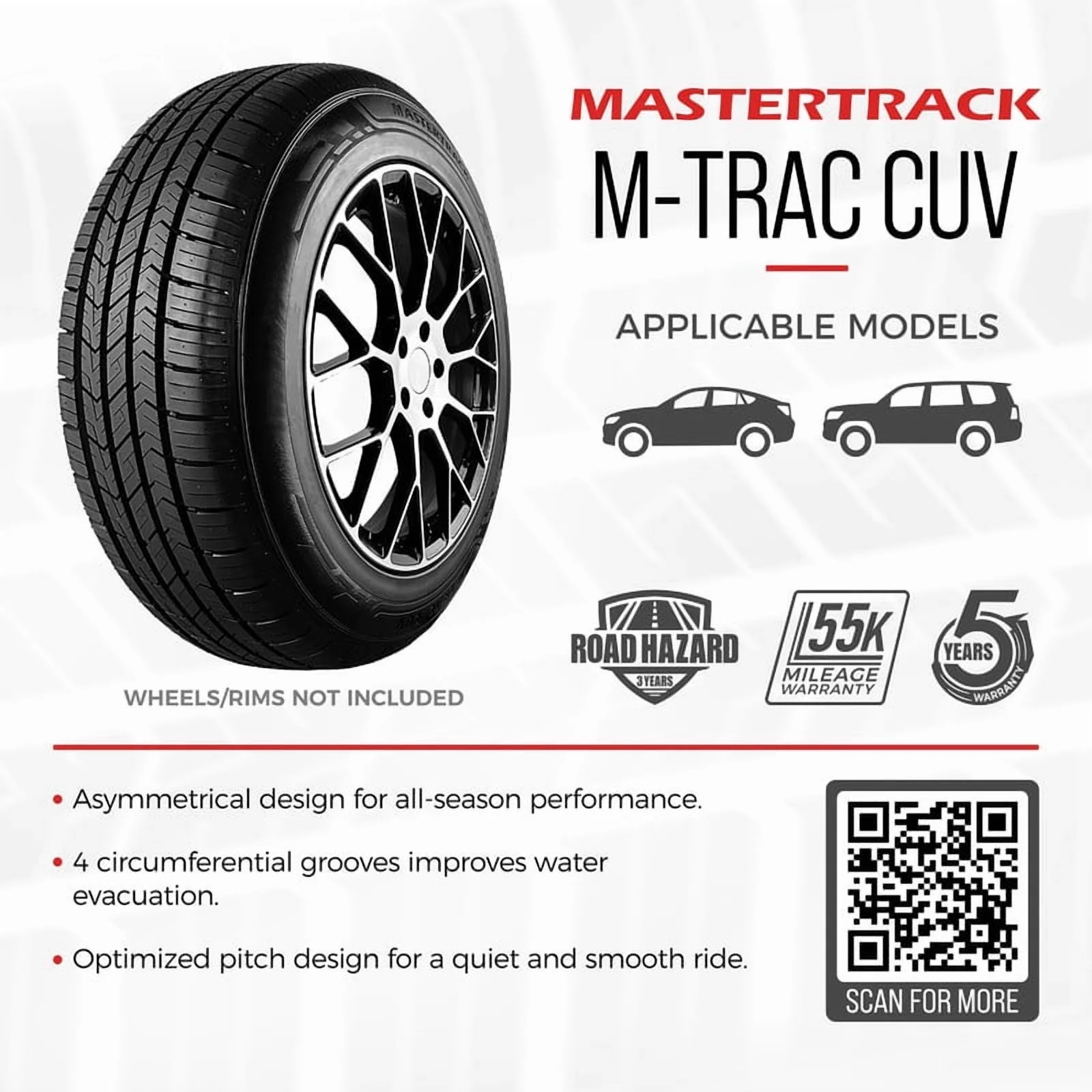Mastertrack M-TRAC CUV All Season 245/55R19 103V Crossover CUV/SUV Tire 245/55/19(Tire Only) - Image 4