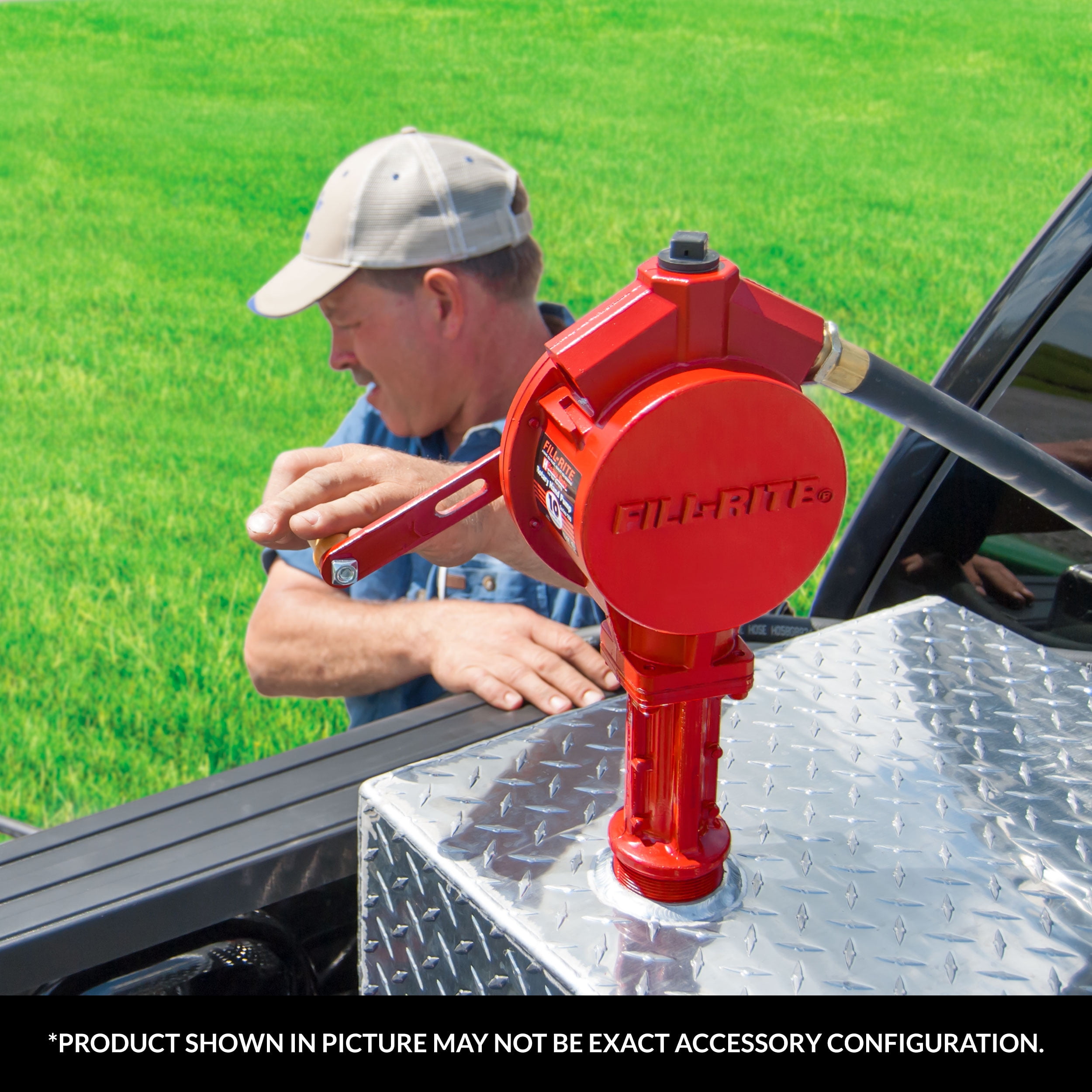 Fill-Rite FR112 Fuel Transfer Rotary Hand Pump w/Discharge Hose, Nozzle Spout, & Suction Pipe - Image 2