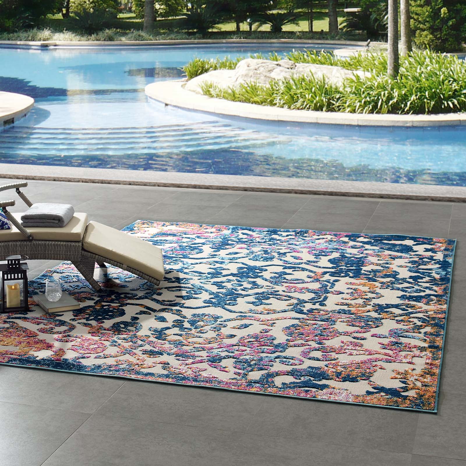 Reflect Primrose Ornate Floral Lattice 8x10 Indoor/Outdoor Area Rug-R-1179-810 - Image 4
