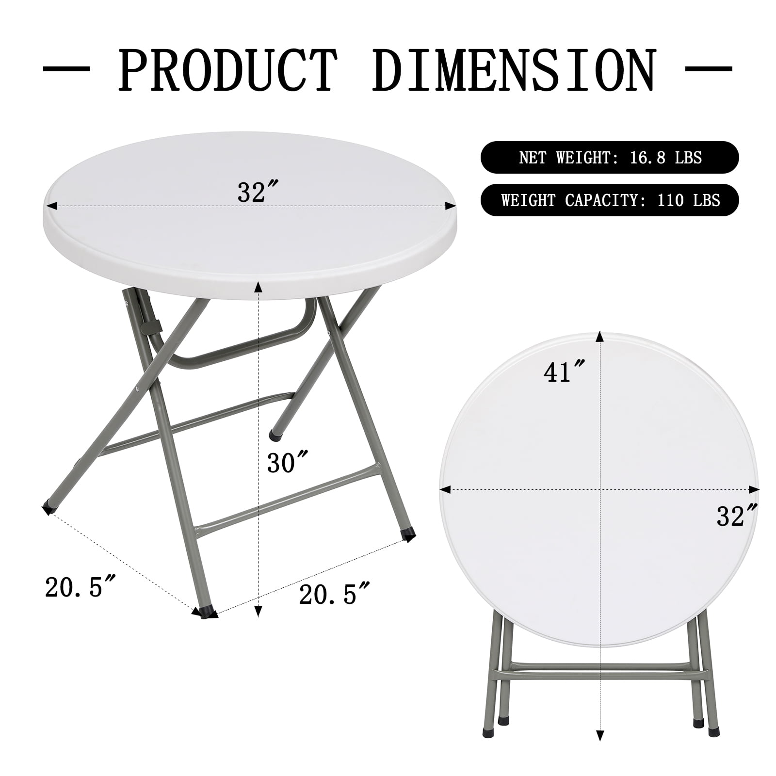 SUGIFT 32" Round Folding Table for Indoor and Outdoor Use, White - Image 6