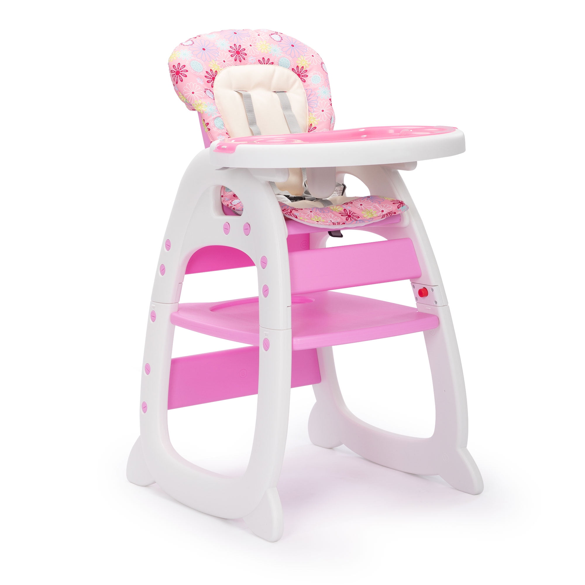 Hommoo 3 in 1 Baby High Chair, Convertible Play Table and Chair Set for Toddler, Adjustable Seat Back, Pink - Image 5