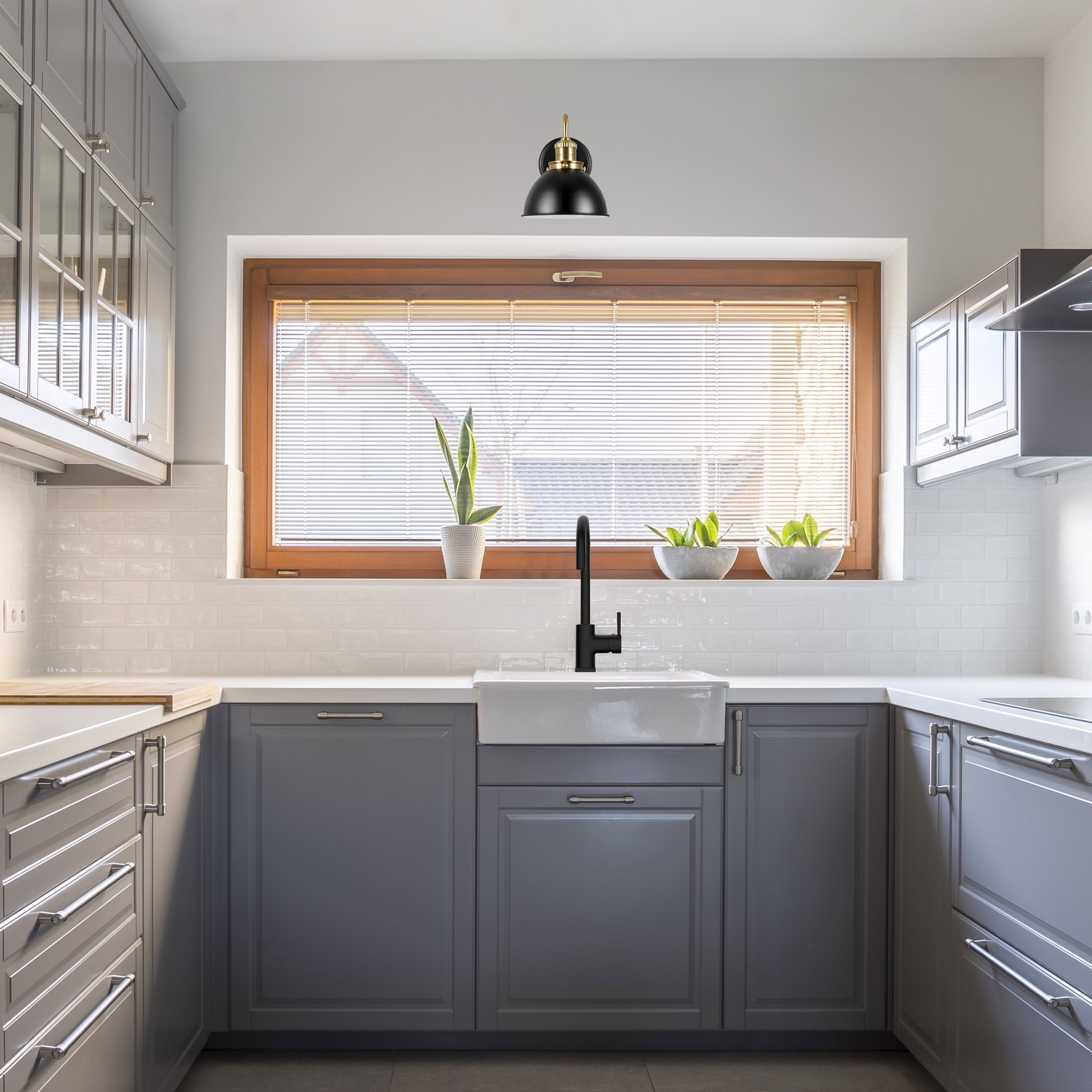 Design House Savannah Farmhouse 1-Light Indoor Dimmable Wall Light, Matte Black/Satin Gold - Image 11