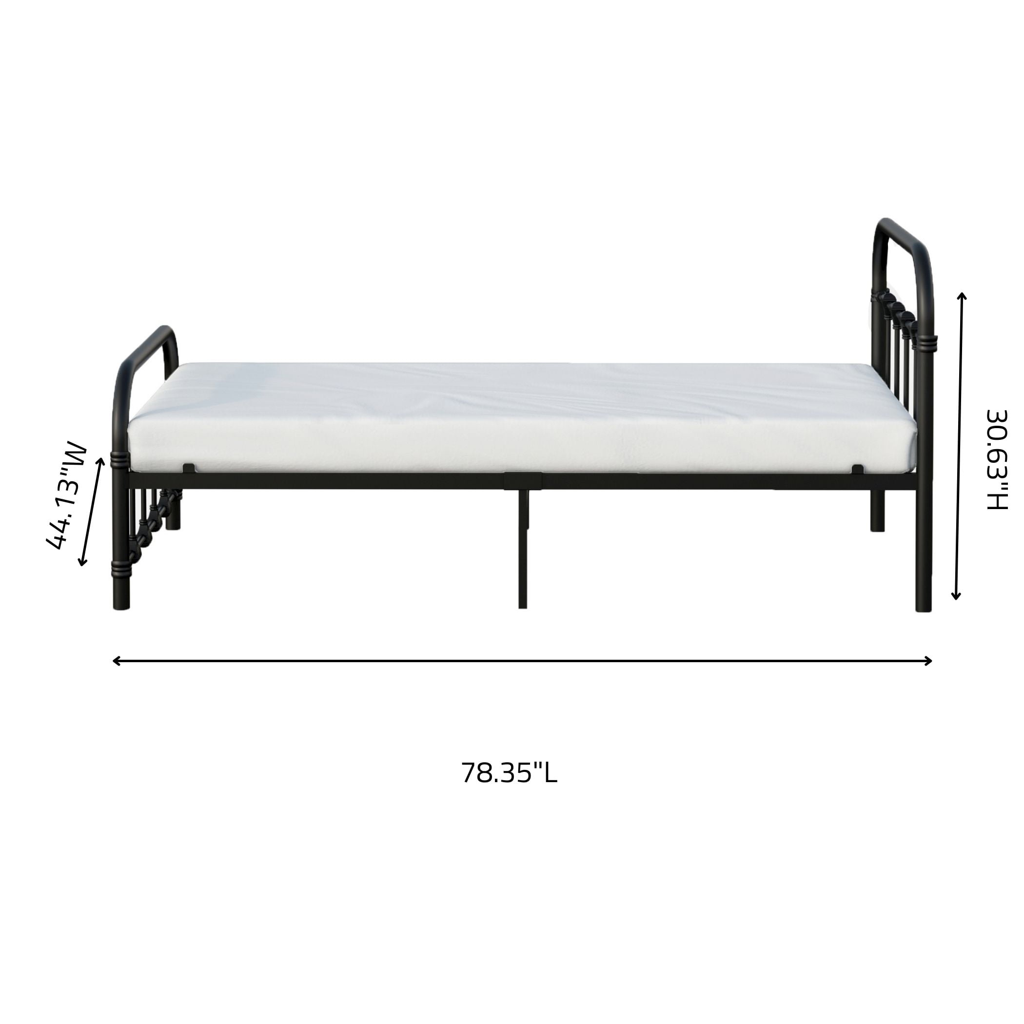Rack Furniture Melissa Steel Twin Size Home Furniture Kids Bed Frame, Black - Image 3