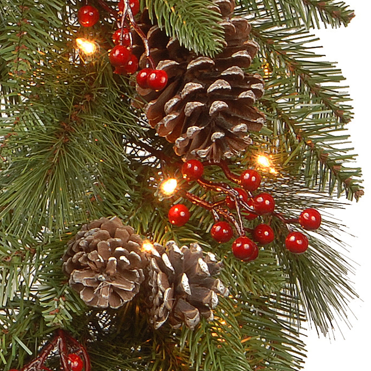 24 in. Bristle Berry Wreath with LED Lights - Image 4