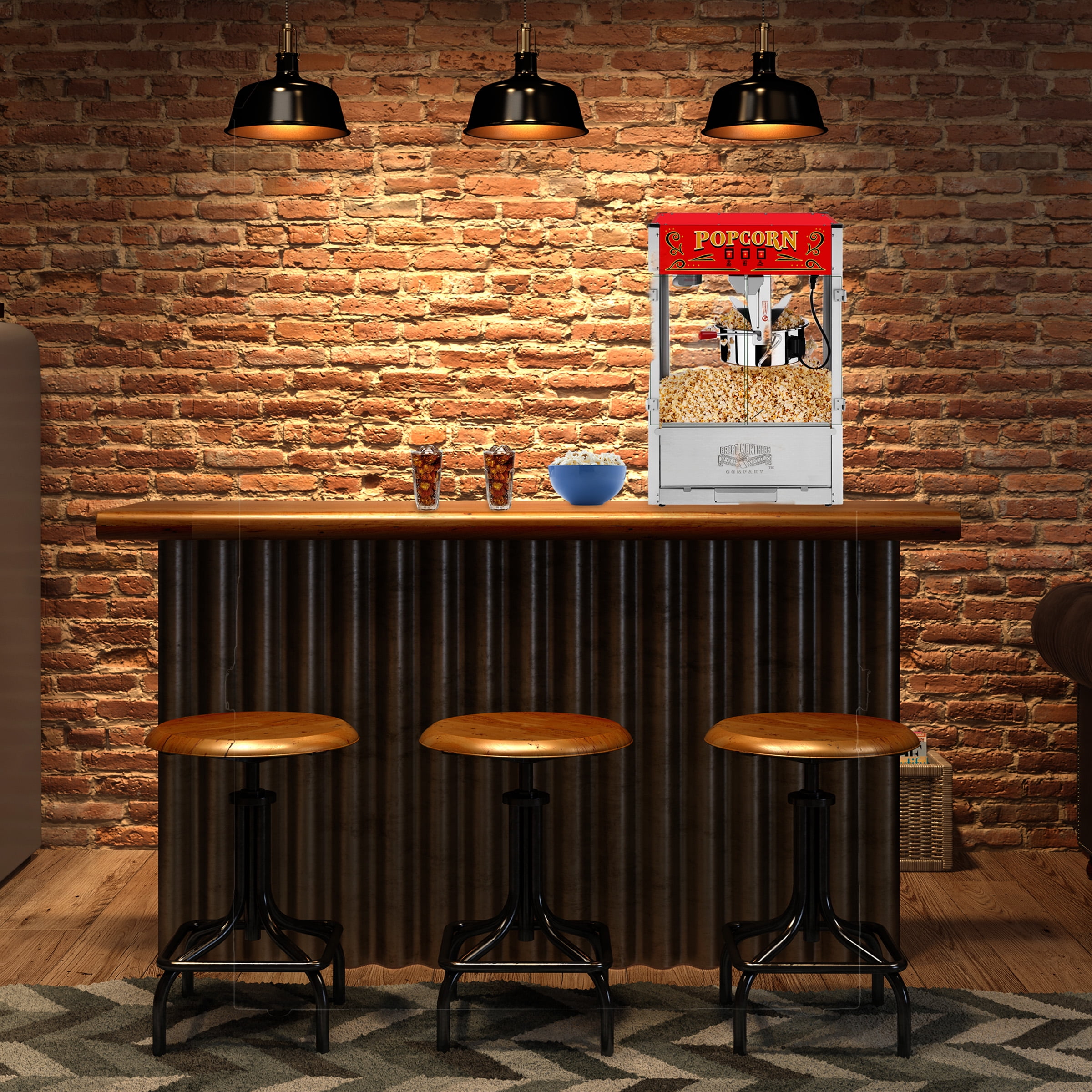 Great Northern Popcorn 16oz Tabletop Popcorn Machine with Warming Deck, Red - Image 3