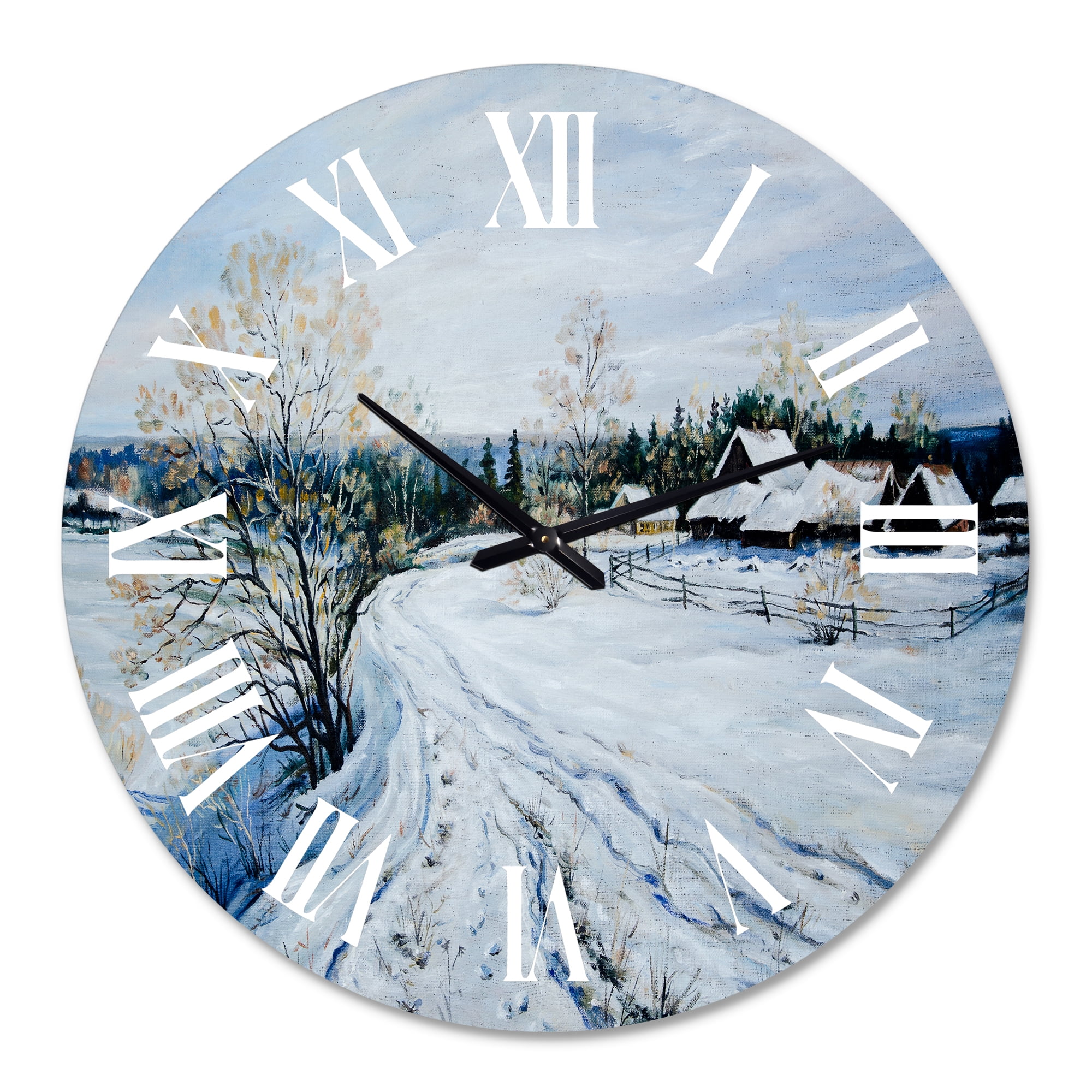 Designart 'Country Road In Winter Times Ii' Traditional Wall Clock - Image 5