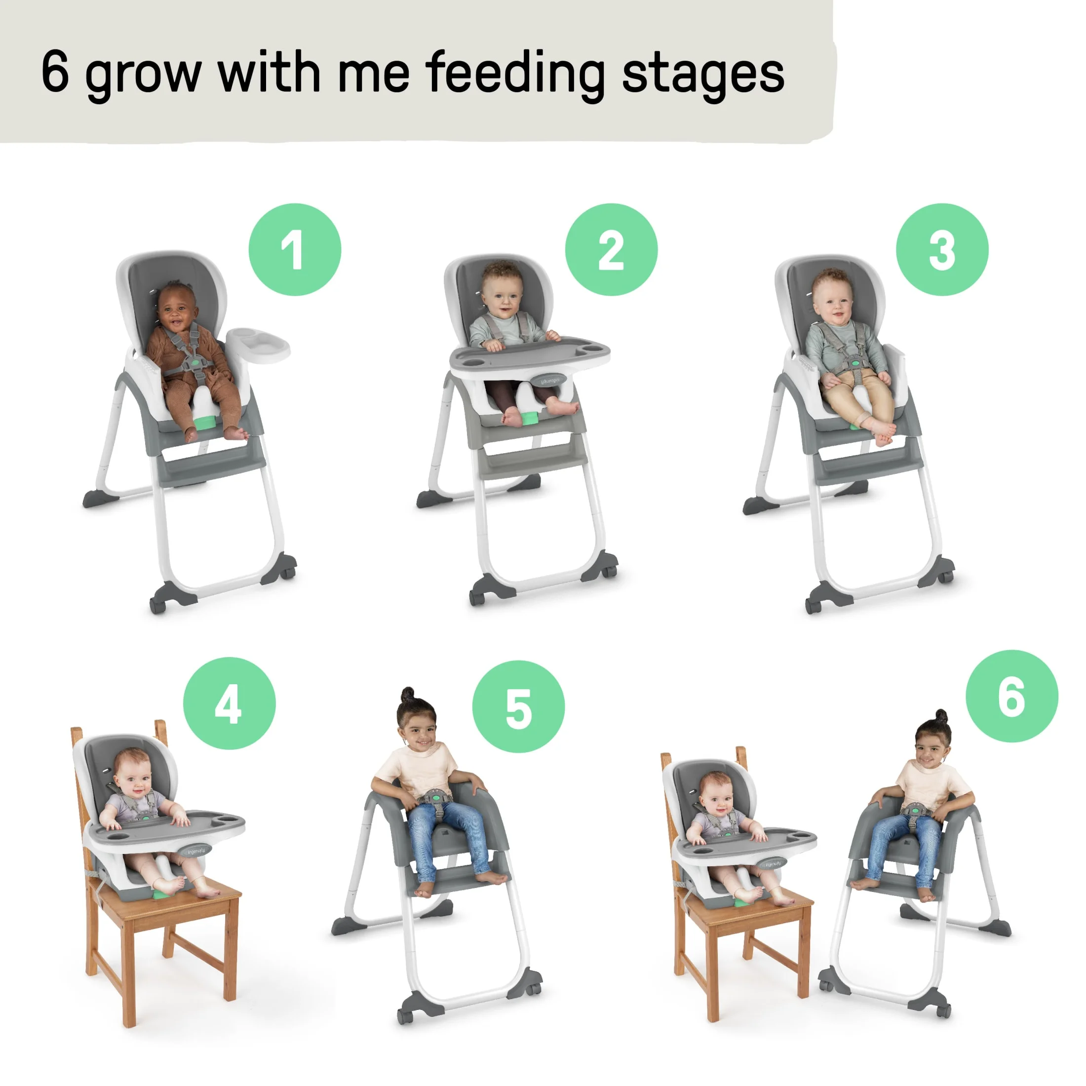 Full Course SmartClean 6-in-1 High Chair – Unisex, Baby to 5 Years Old, SmartClean EVA Foam - Image 2