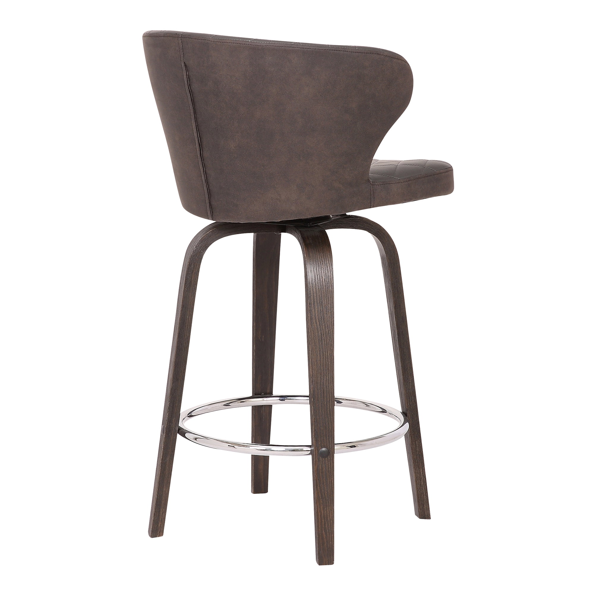 Armen Living Indoor Montego Adjustable Black Faux Leather Swivel Barstool in Black Powder Coated Finish - Image 4