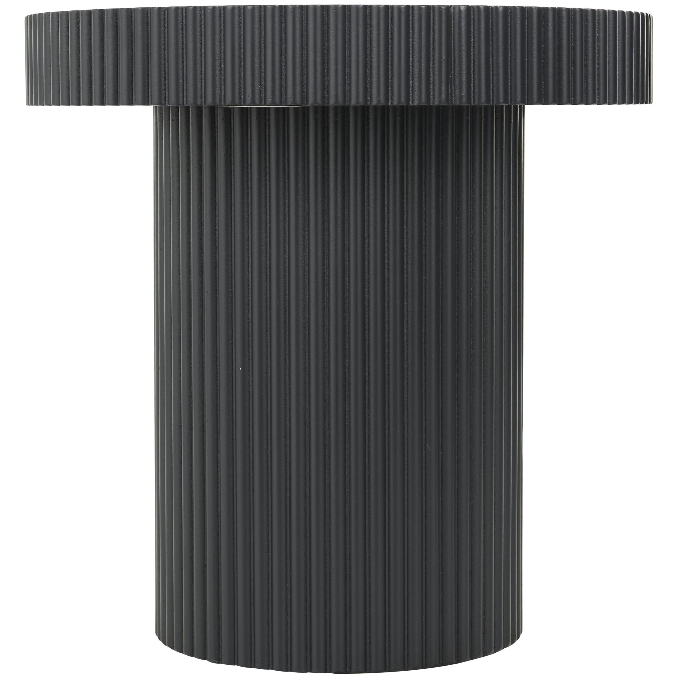 DecMode 20" x 20" Black Wooden Dimensional Ribbed Accent Table, 1-Piece - Image 6
