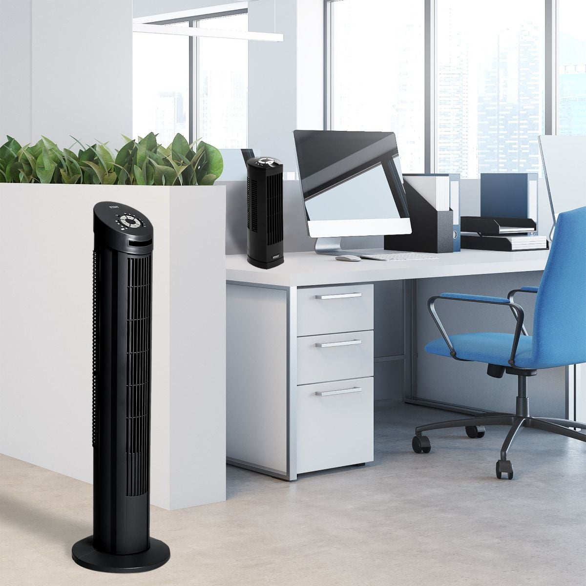 Seville Classics Ultra Slimline Tower Fan Combo Pack - 40" Tower Fan & 17" Personal Tower Fan, Black - Image 11