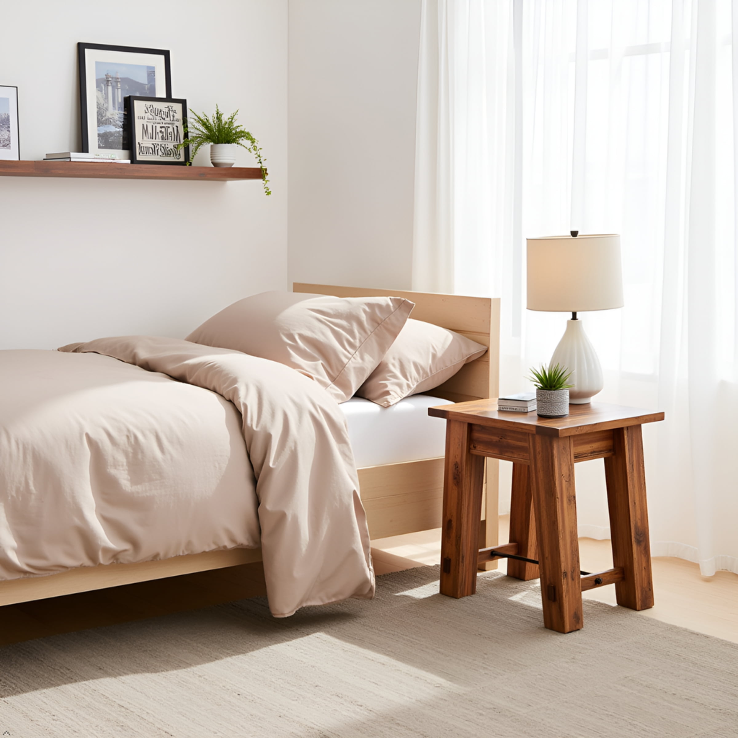 Alaterre Furniture Durango Solid Acacia Wood End Table, Industrial Side Table with 100lb Weight Capacity for Living Room, Natural - Image 4