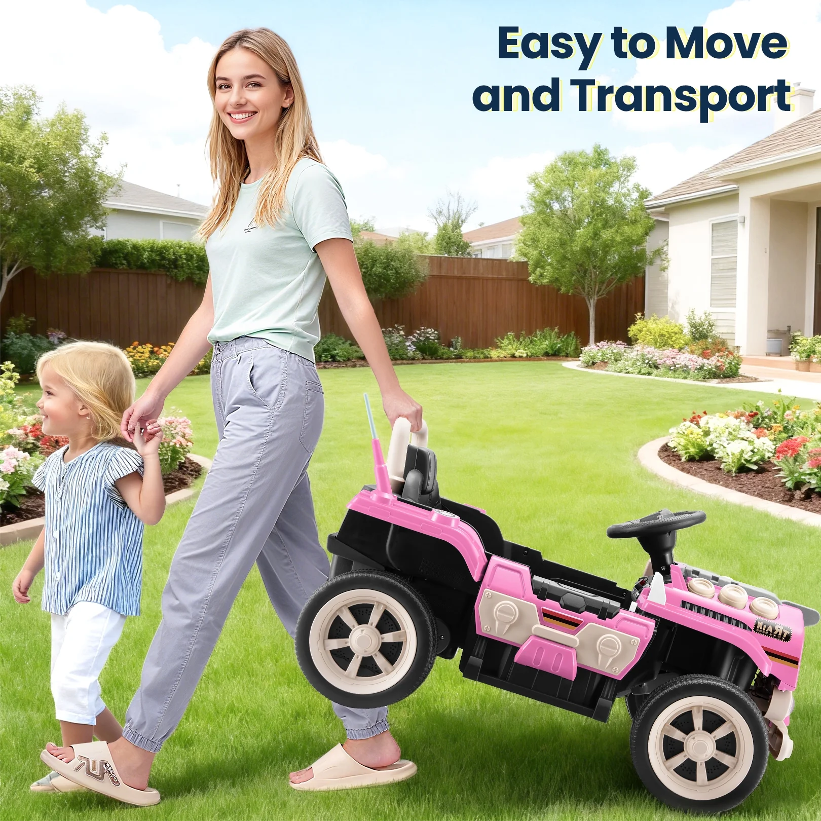 Funcid Ride on Train for Toddlers with Remote Control, Ride on Toys for Kids Ages 2-6, Electric Car for Kids with Music, Bluetooth, MP3 Player, Train Sound, Pink - Image 7