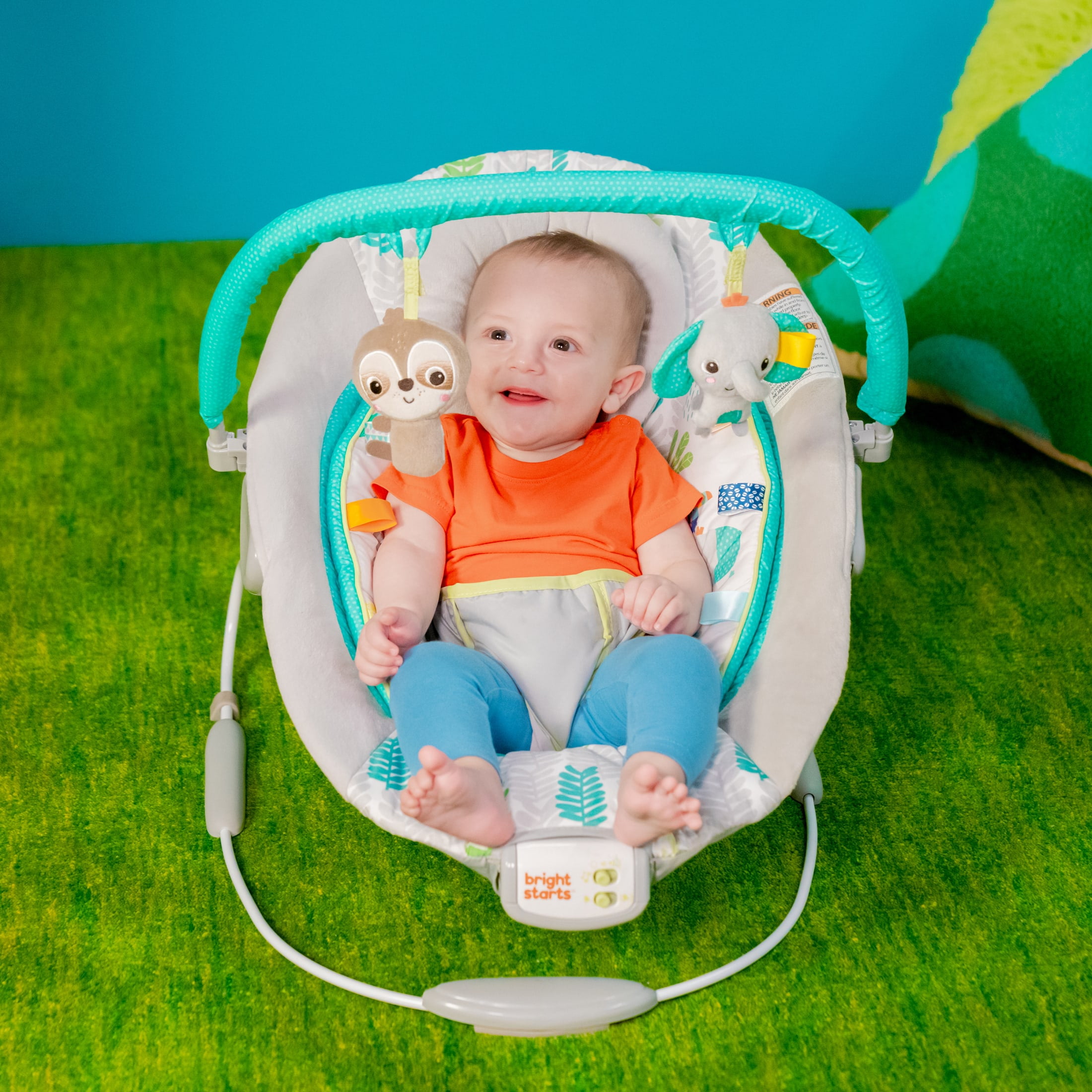 Jungle Vines Comfy Baby Bouncer with Vibrating Infant Seat, Toy Bar & Taggies (Unisex) - Image 14