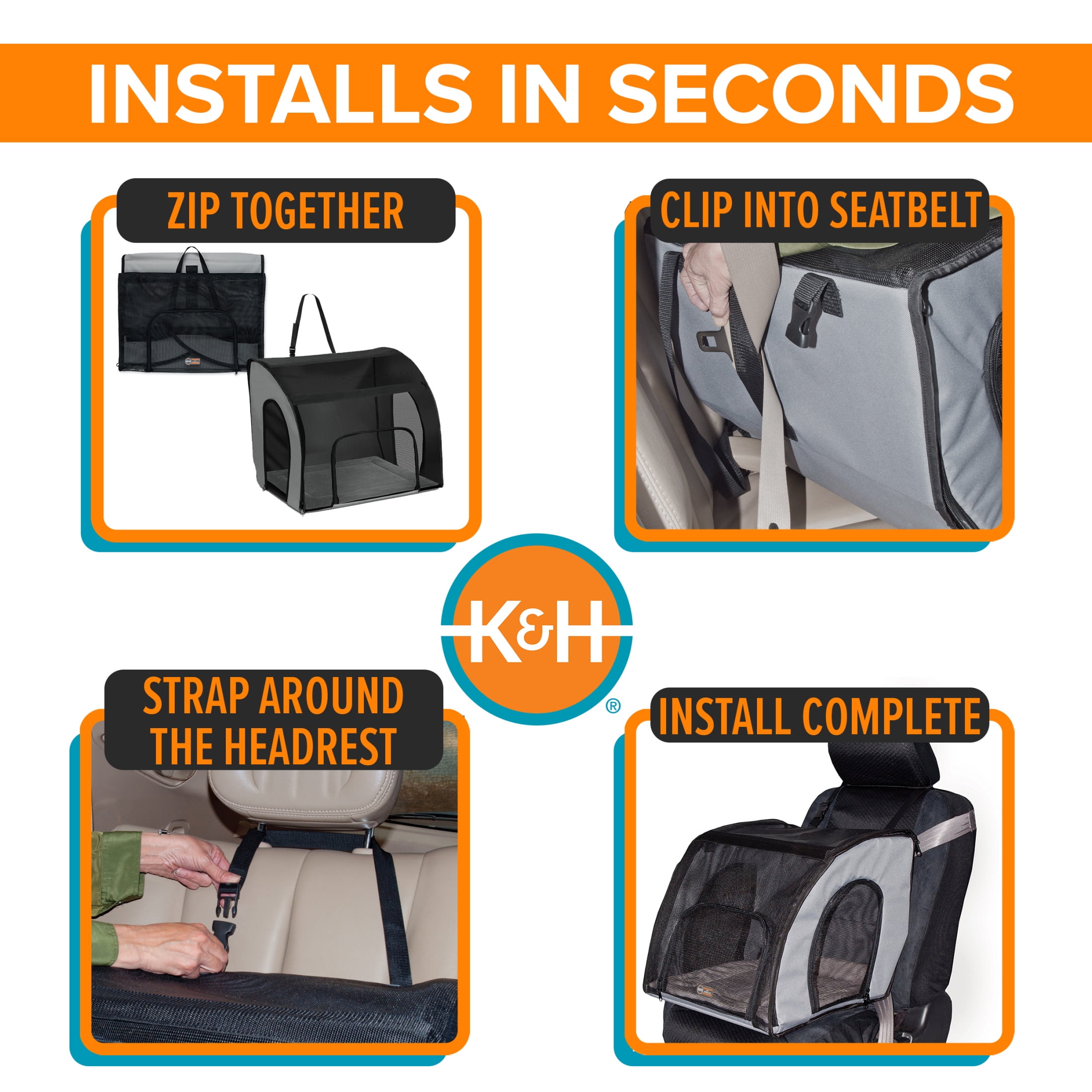 K&H Pet Products Travel Safety Carrier for Pets Gray/Black Medium 24 X 19 X 17 Inches - Image 2