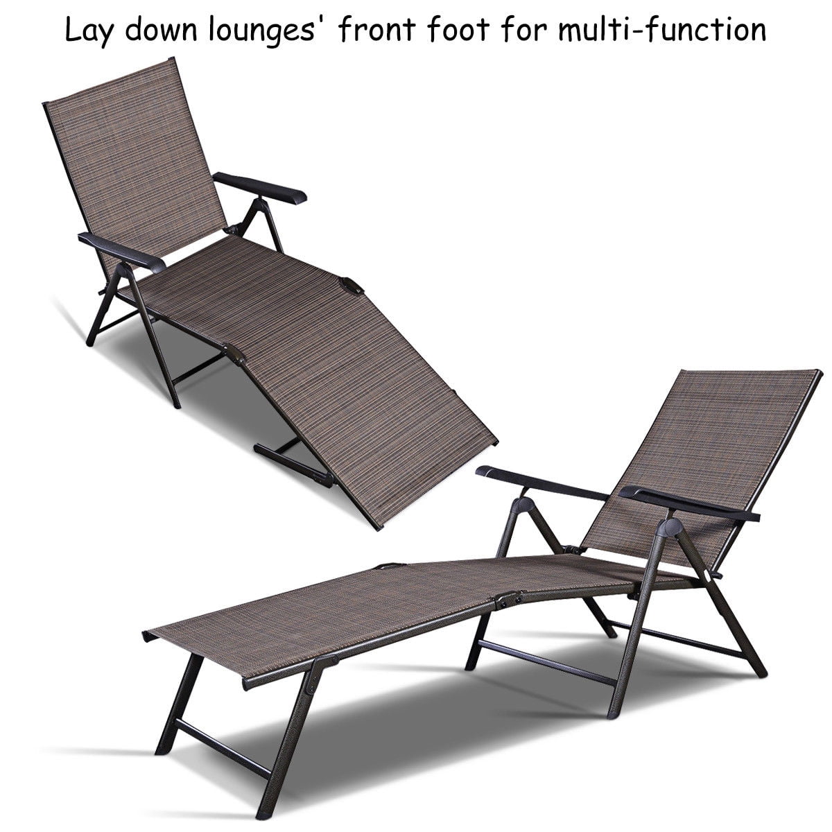 Costway Pool Chaise Lounge Chair Recliner Outdoor Patio Furniture Adjustable - Image 6