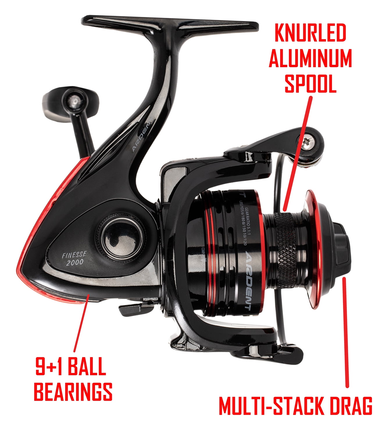 Ardent Finesse Freshwater Spinning Reel, Size 2000, 6.0:1 Gear Ratio, Lightweight Graphite Frame - Image 5