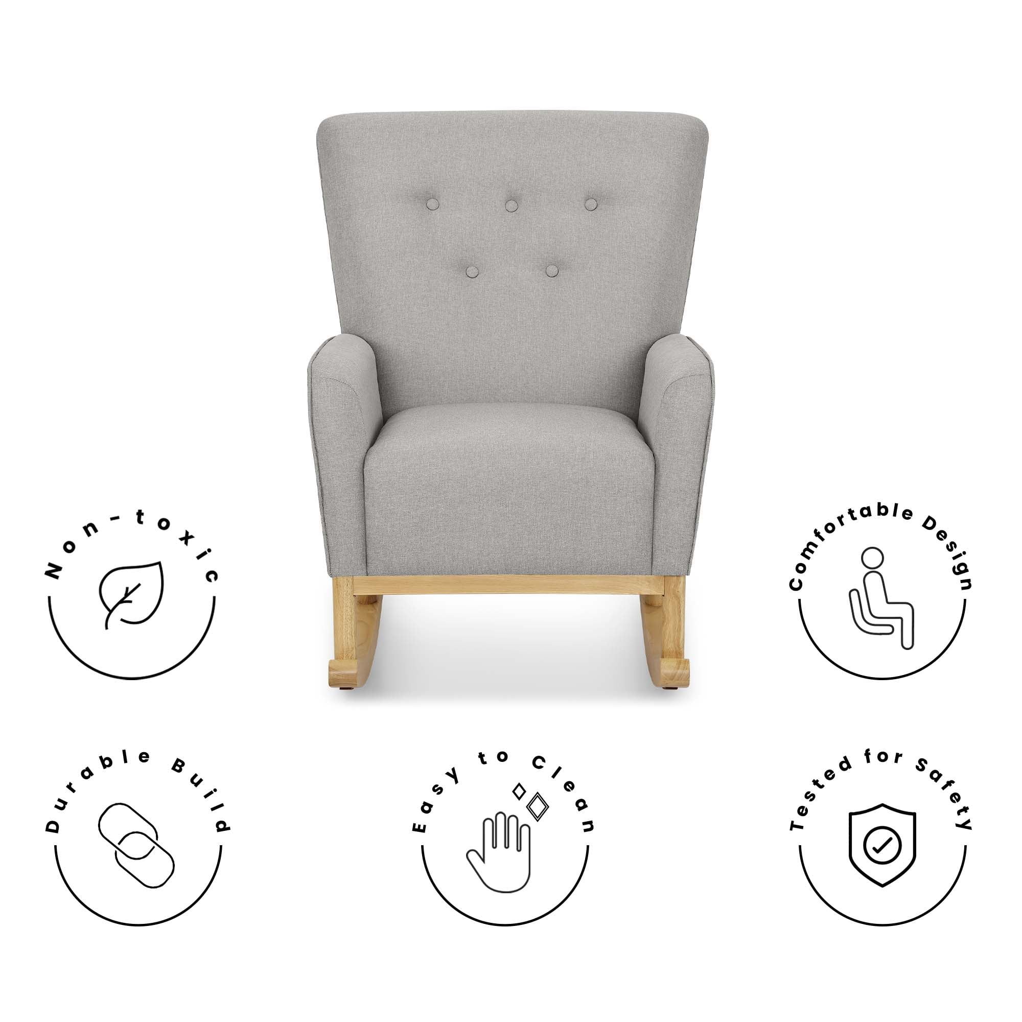 Delta Children Casey Rocking Chair, French Grey/Natural - Image 10