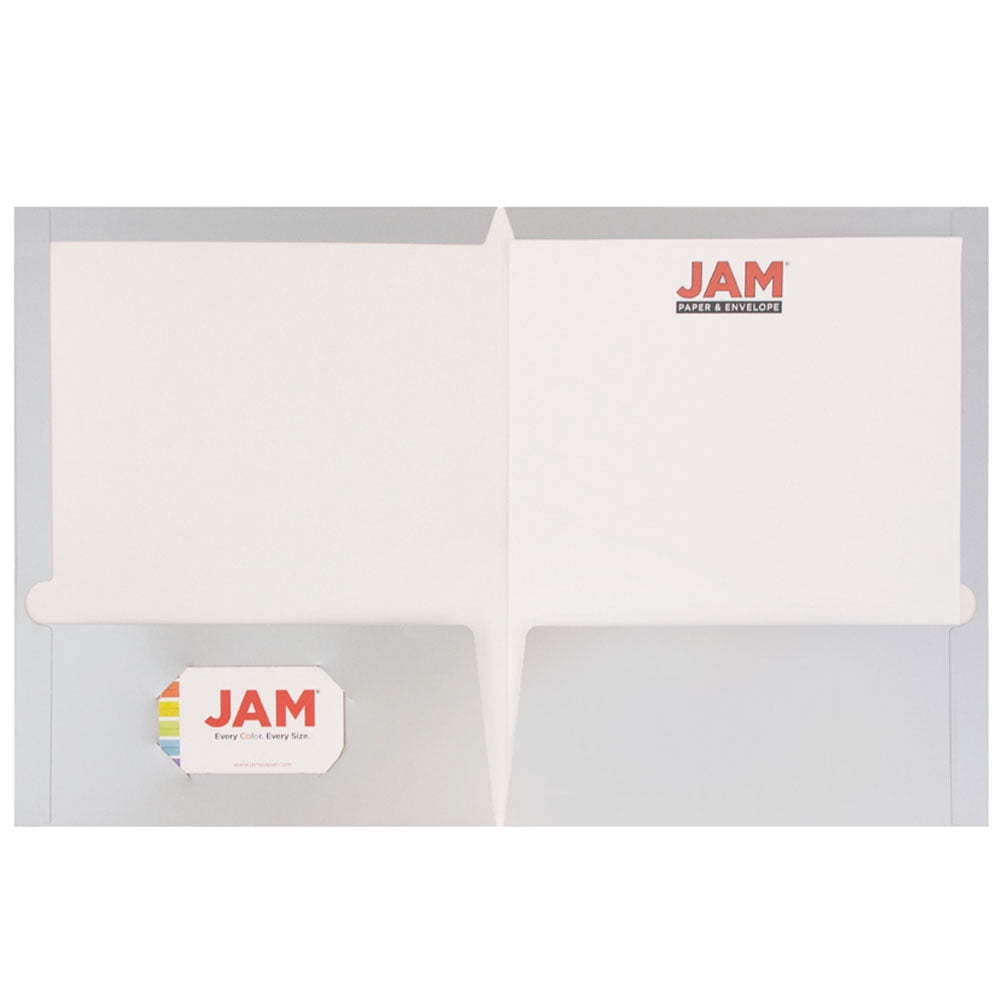 JAM Paper Glossy Two Pocket Folders, Silver, 100/Pack - Image 5