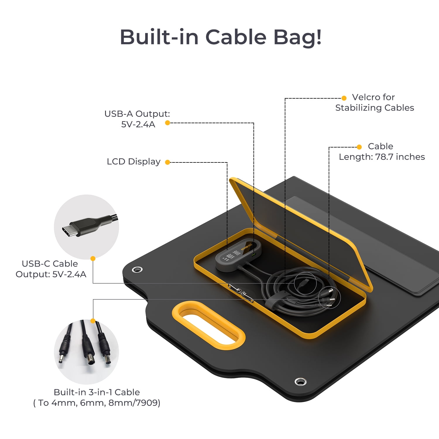 Powerness 80W Portable Solar Panel for Power Station, Foldable Solar Charger with Patented LCD Digital Window for Outdoor Camping, RV, Off Grid System - Image 7