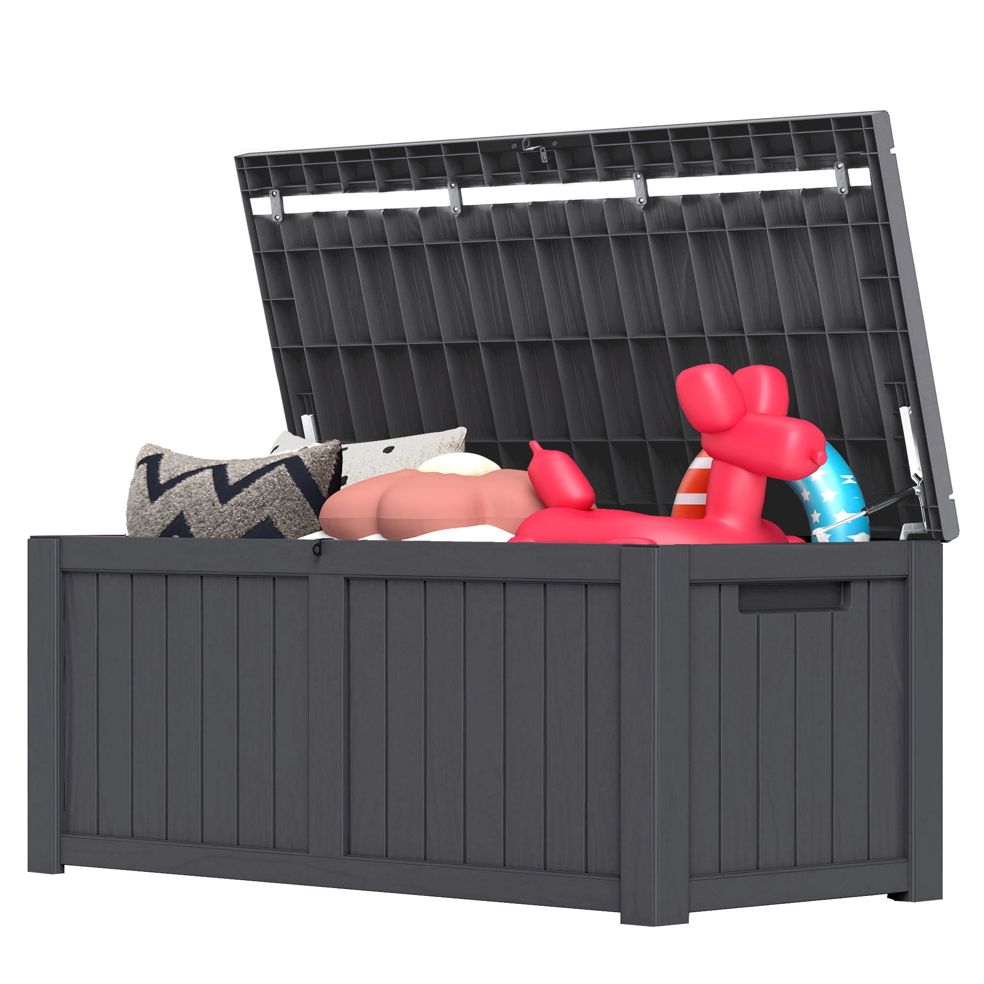 Dextrus Outdoor 120 Gallon Resin Deck Box, Dark Grey - Image 2