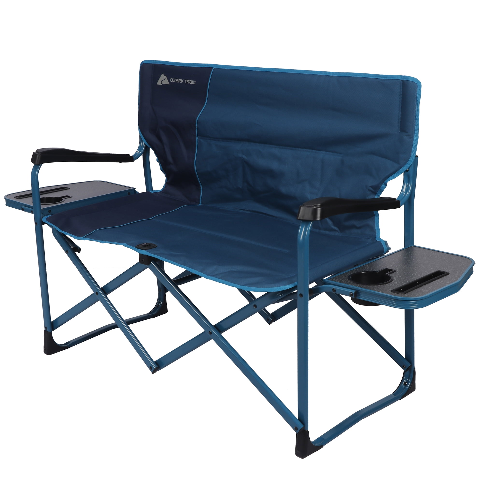 Ozark Trail Director's Camping Loveseat with Side Tables, Blue - Image 5