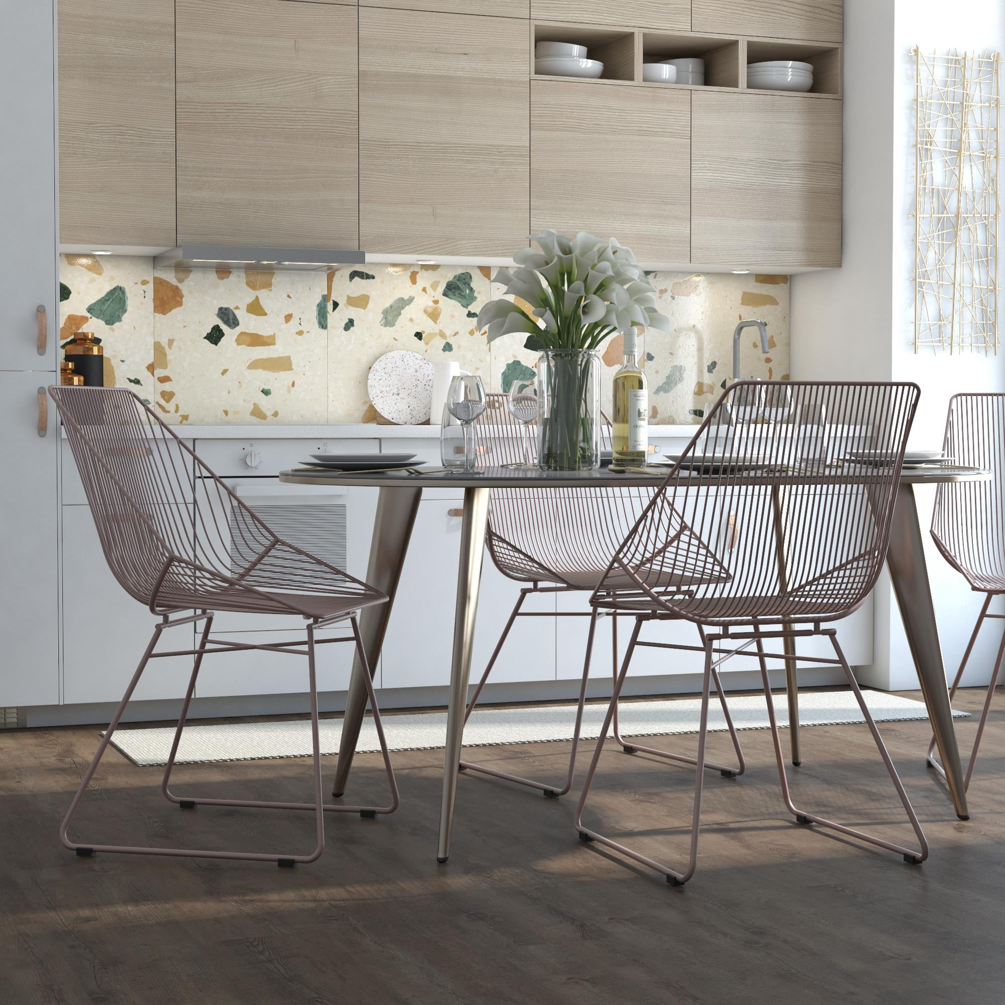 CosmoLiving Ellis Modern Metal Accent Chair, Blush Pink Metal - Image 4