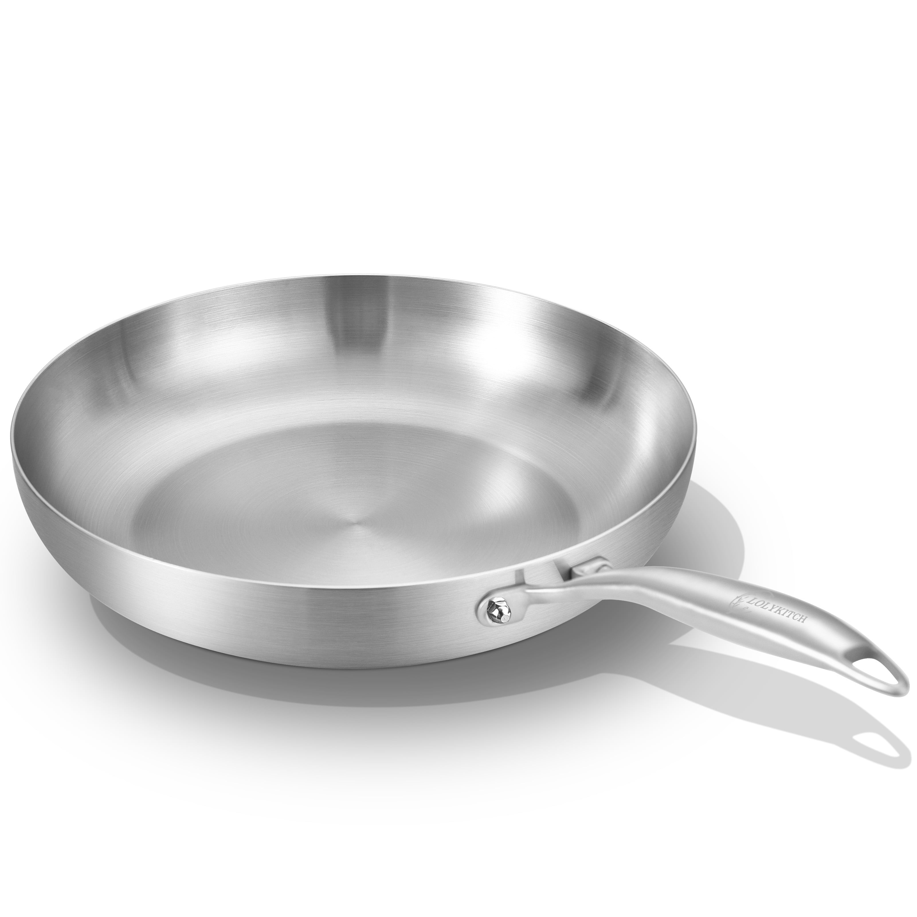 LOLYKITCH Tri-Ply Stainless Steel Pan Set, 8.5-inch, 10-inch, 12-inch Chef & Frying Pan, Induction & Oven Safe - Image 9