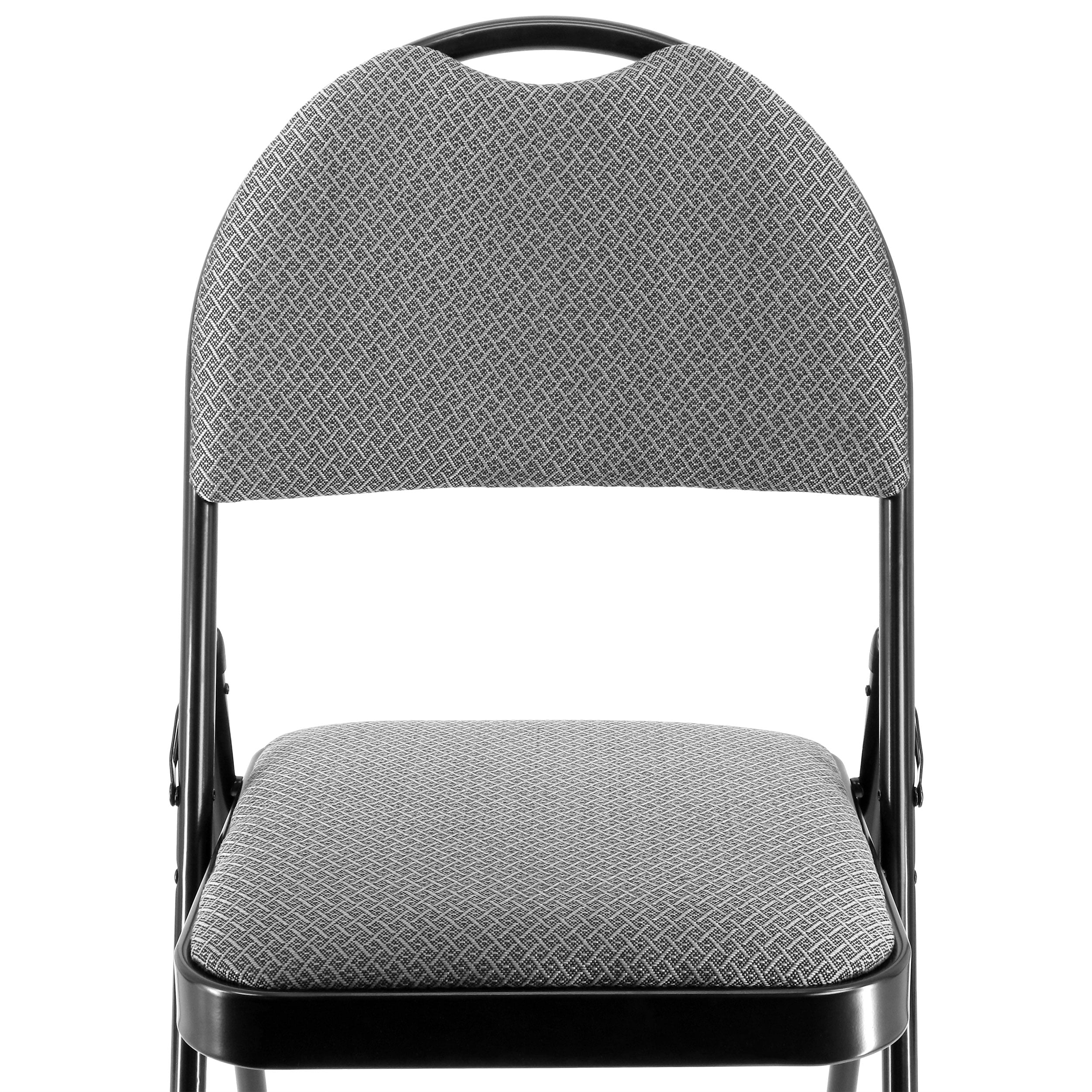 Elama 4 Piece Metal Folding Dinner Chair with Padded Seats and Top Handle in Gray - Image 2